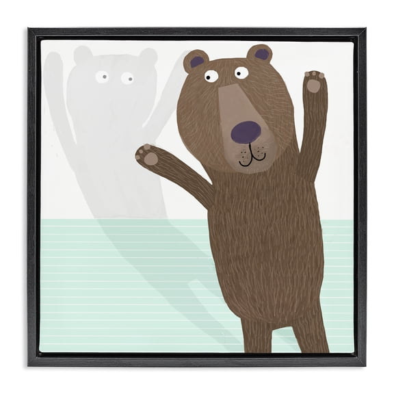 Stupell Industries Whimsical Bear Shadow Black Framed Floater Canvas Wall Art, design by Carla Daly
