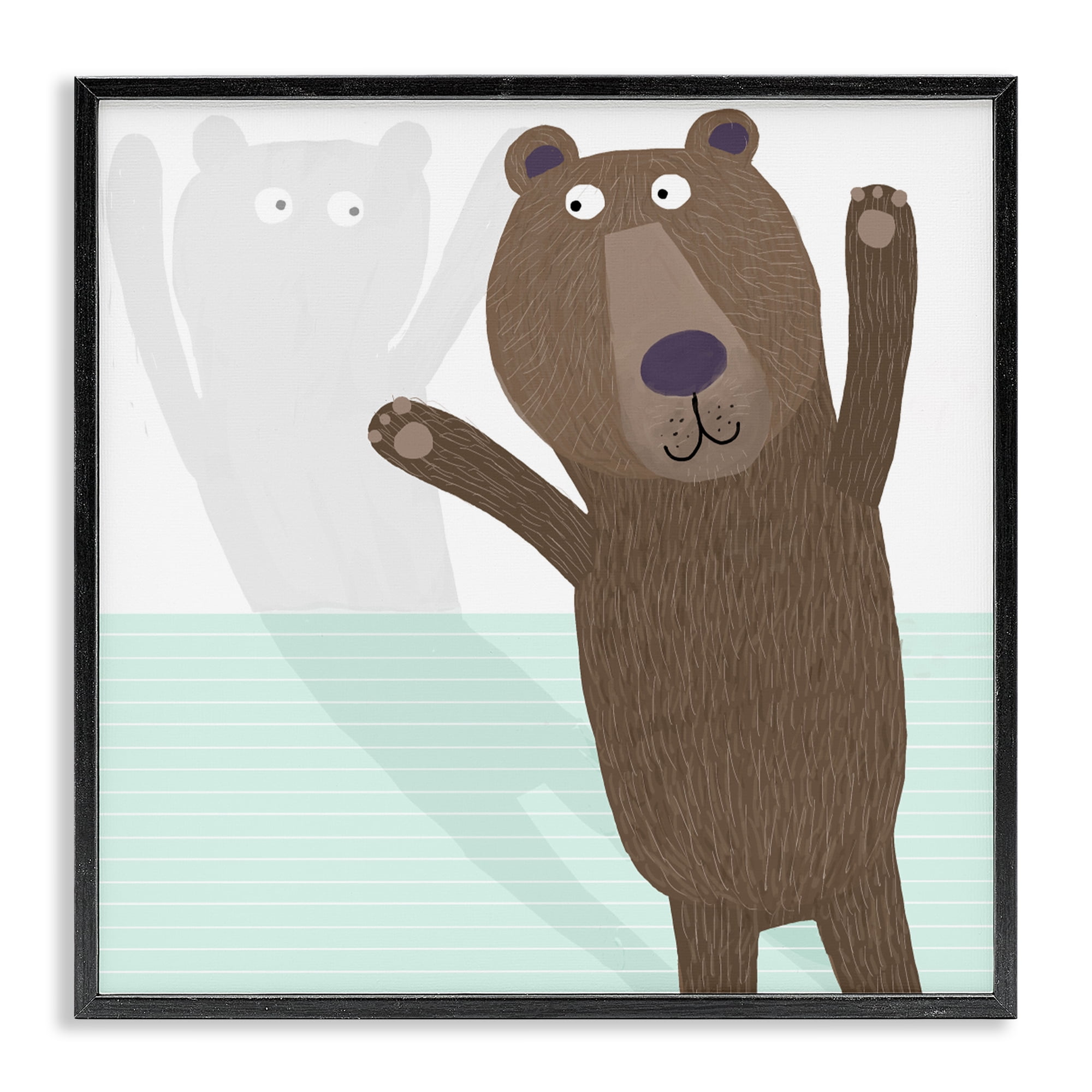 Stupell Industries Whimsical Bear Shadow Black Framed Giclee Art, design by Carla Daly