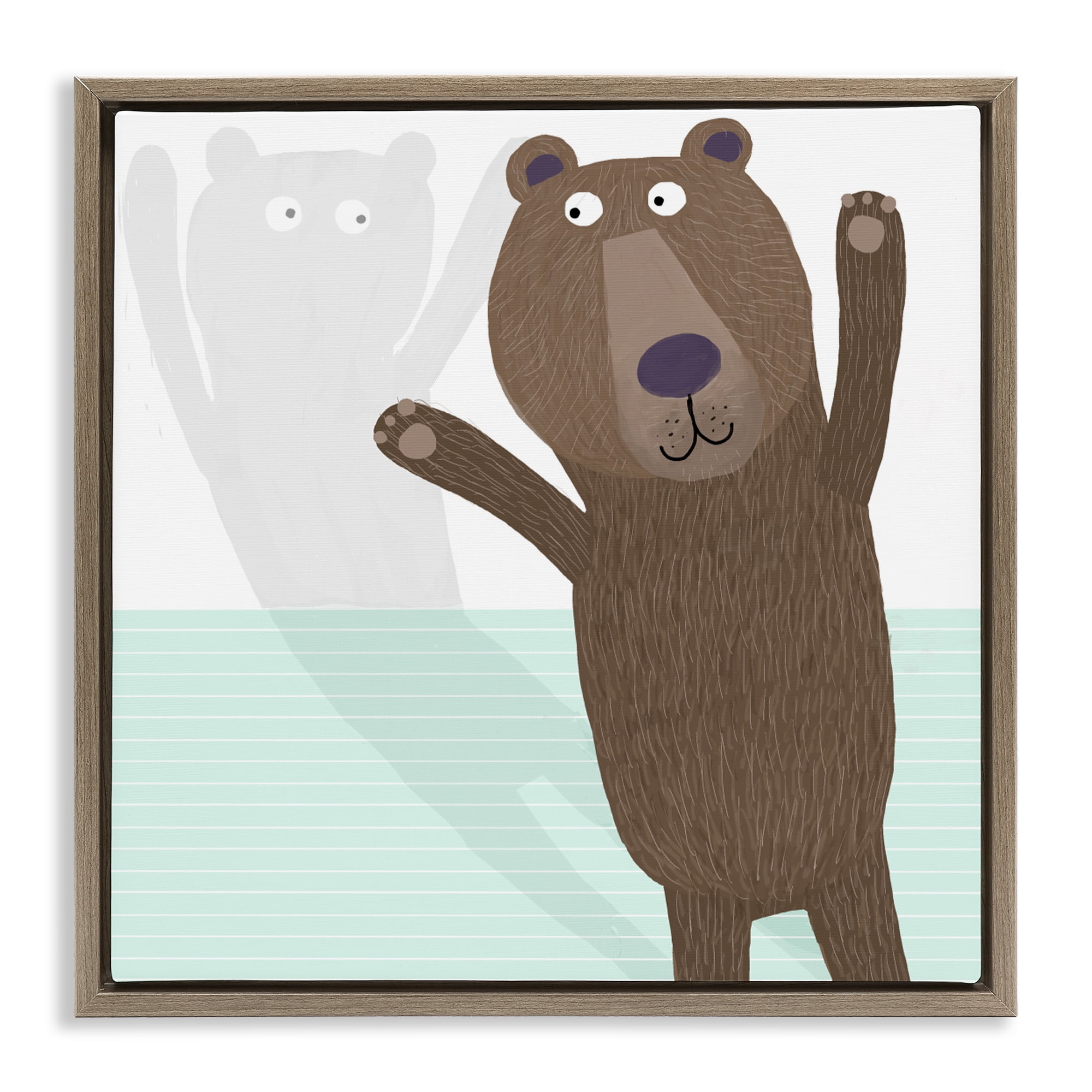 Stupell Industries Whimsical Bear Shadow Brown Framed Floater Canvas Wall Art, design by Carla Daly