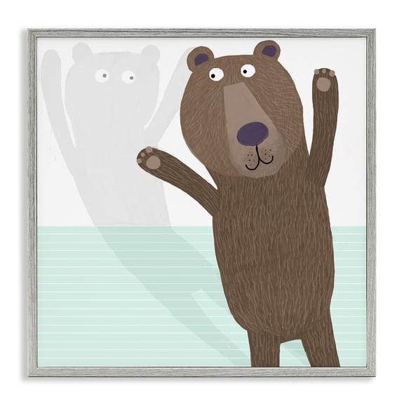 Stupell Industries Whimsical Bear Shadow Gray Framed Giclee Art, design by Carla Daly