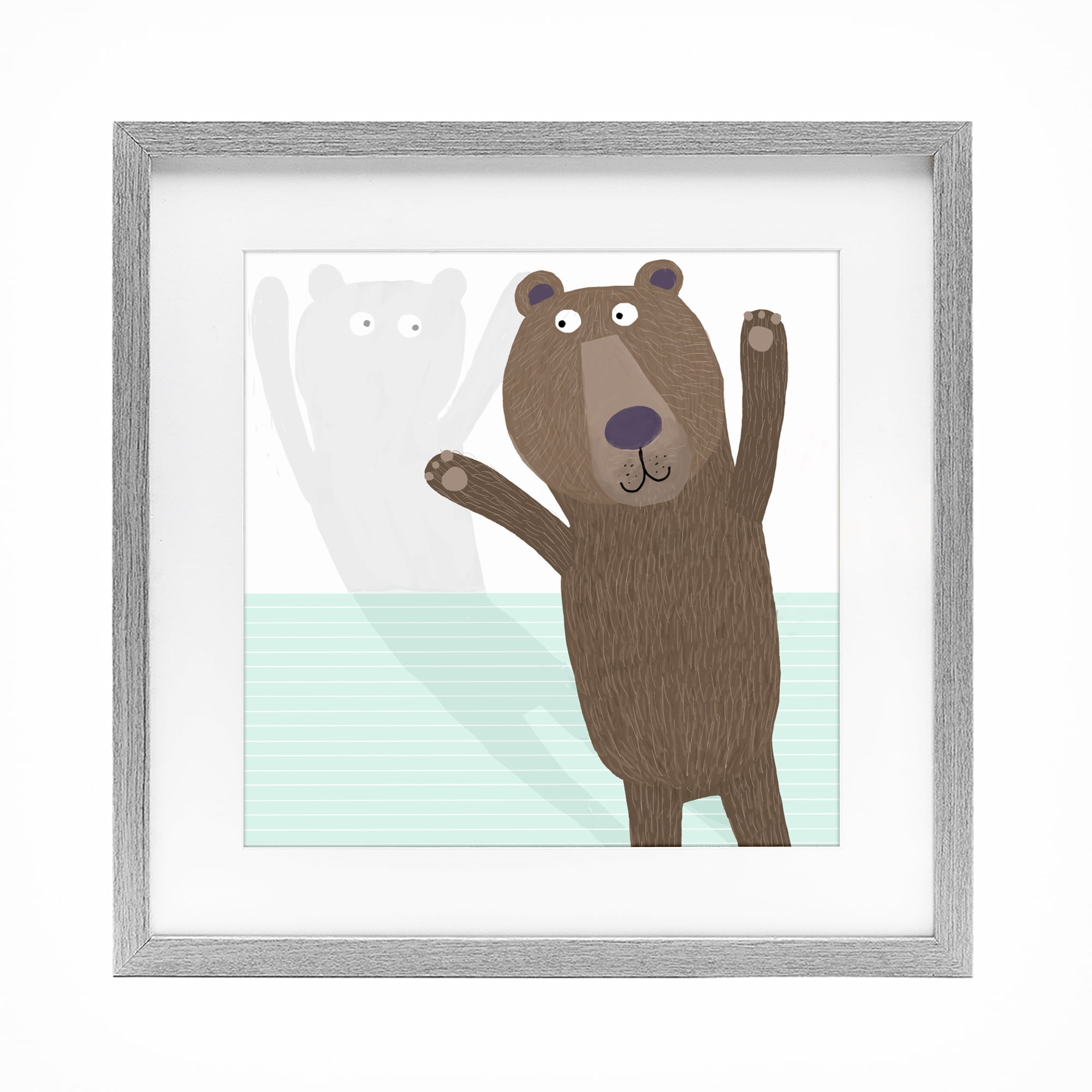 Stupell Industries Whimsical Bear Shadow Gray Framed Print Under Glass, design by Carla Daly
