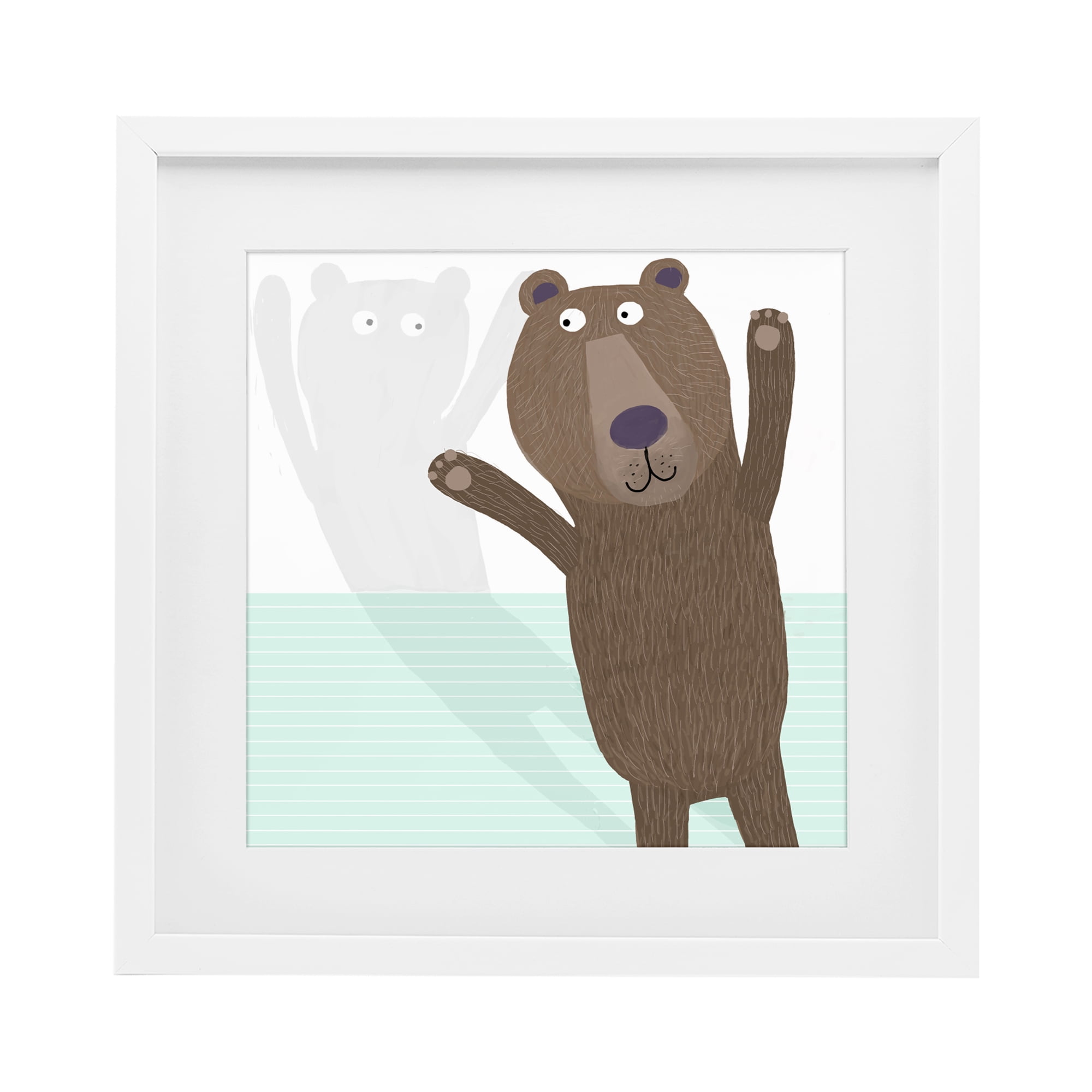 Stupell Industries Whimsical Bear Shadow White Framed Print Under Glass, design by Carla Daly