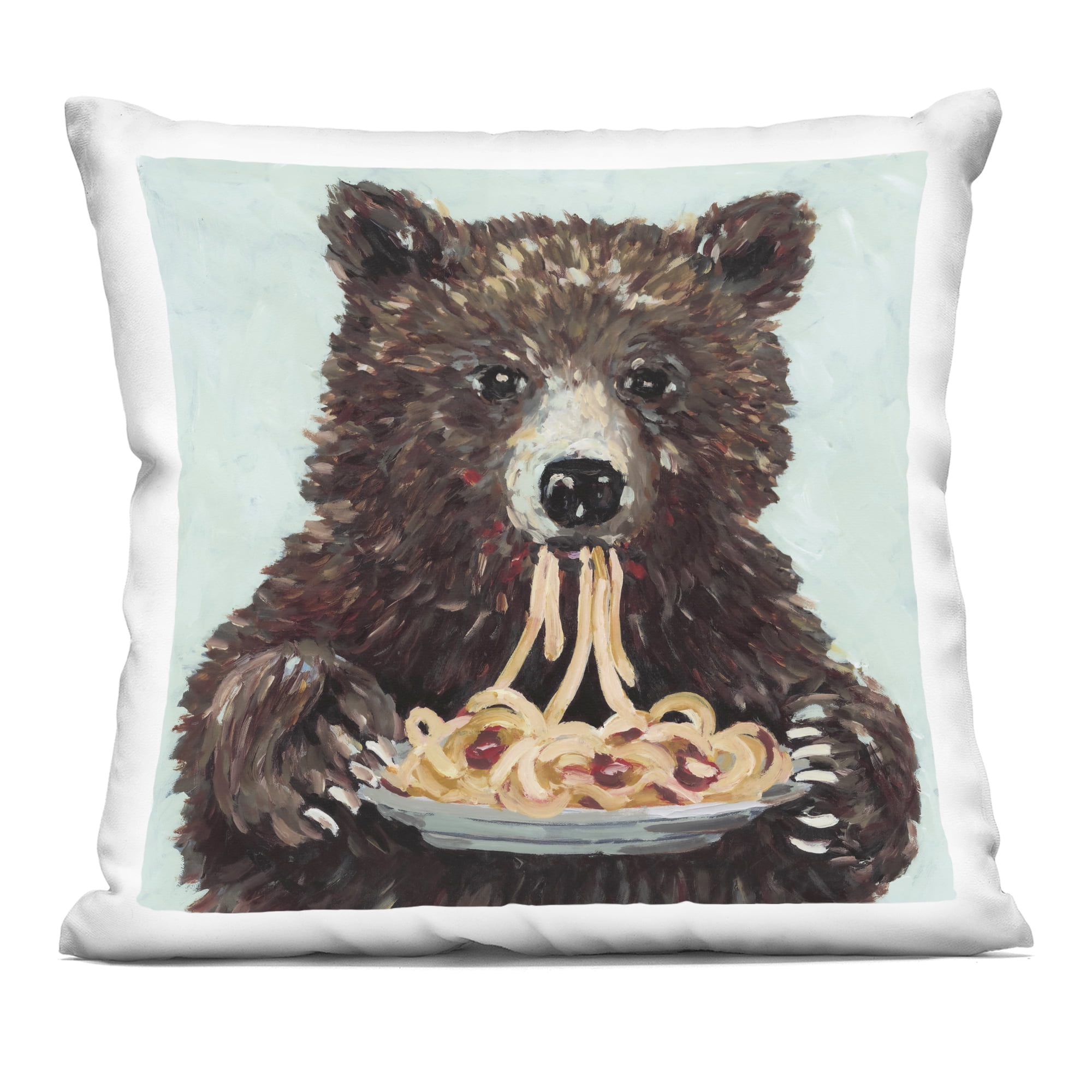 Stupell Industries Whimsical Bear & Spaghetti Decorative Printed Throw Pillow, design by Studio Bautista