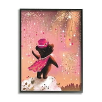 Stupell Industries Whimsical Bear with Fireworks Animals & Insects Painting Black Framed Art Print Wall Art, 11 x 14