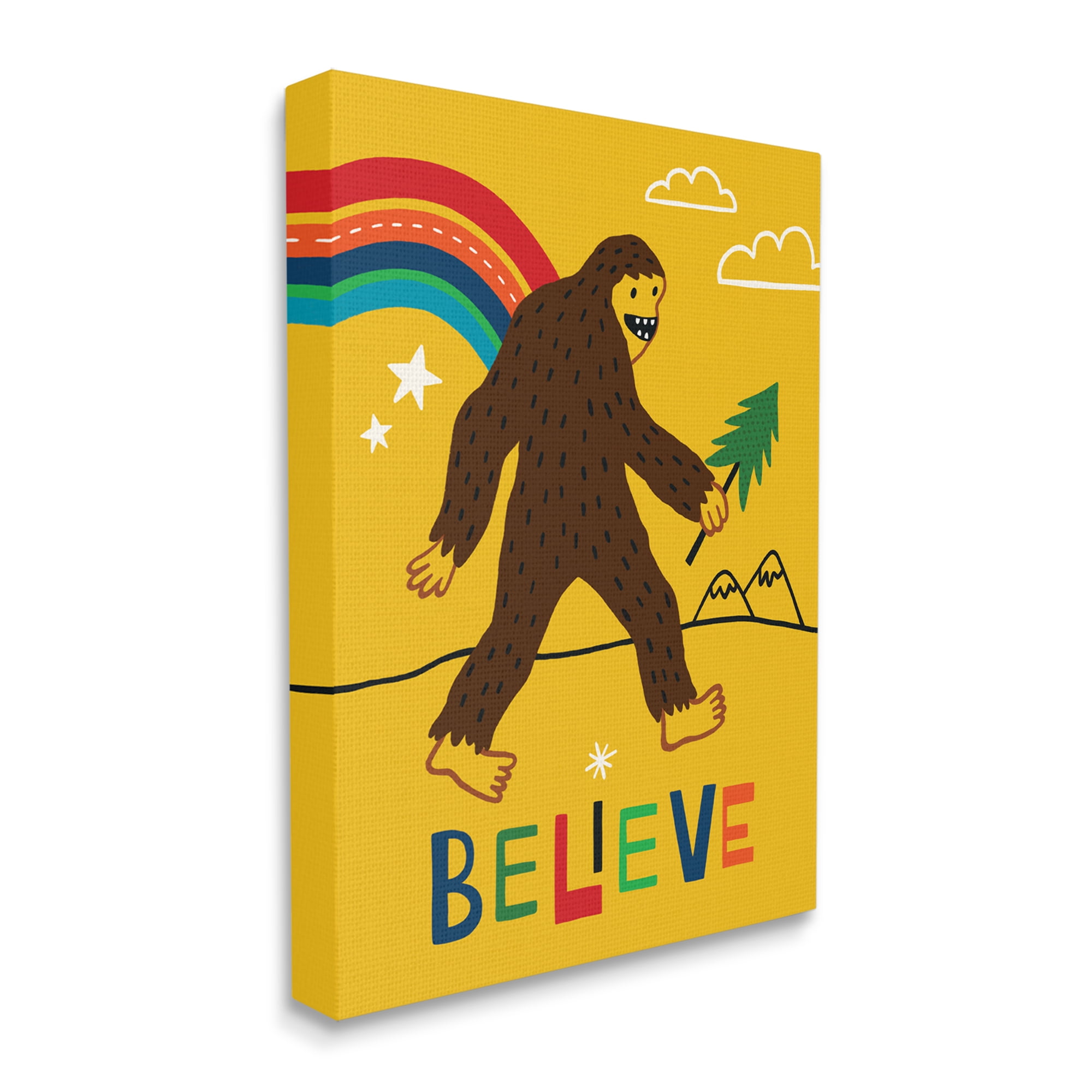 Stupell Industries Whimsical Believe Phrase Happy Smiling Big Foot, 30 x 40, Designed by Nina Seven