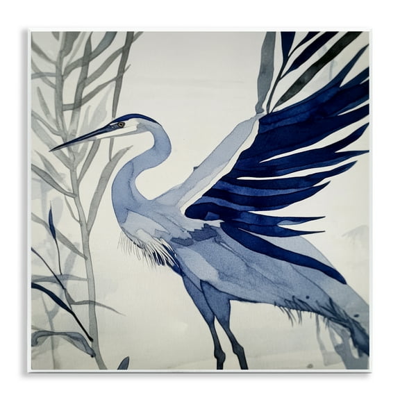 Stupell Industries Whimsical Blue Heron Wall Plaque Art design by Mona Grace, 12 x 12