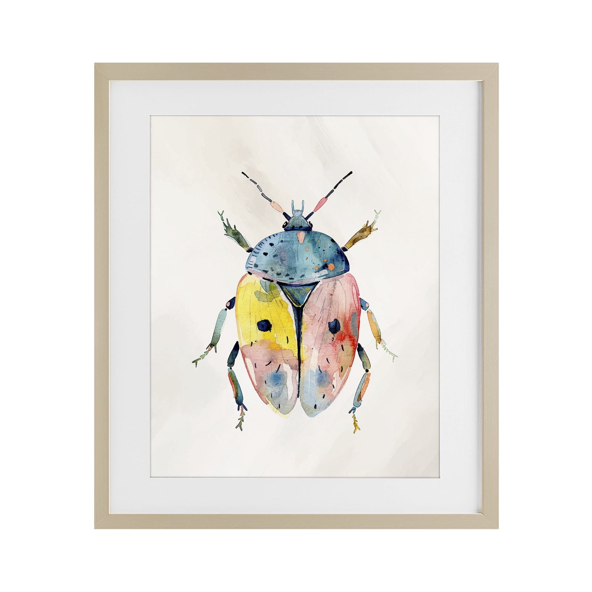 Stupell Industries Whimsical Boho Beetle Birch Framed Print Under Glass, design by Kim Allen