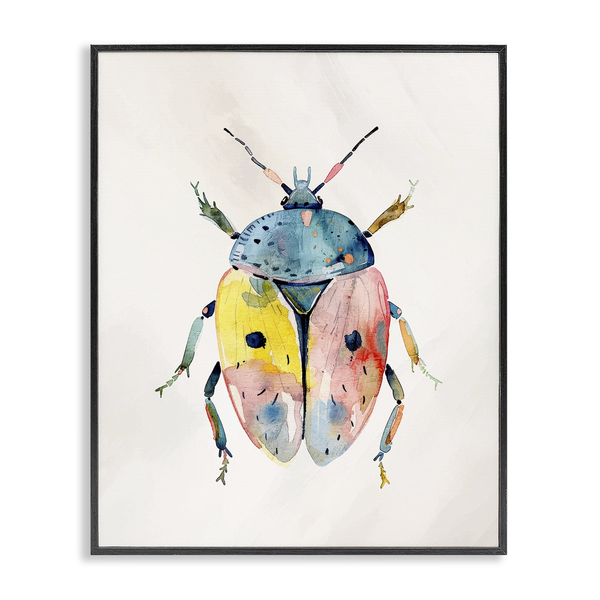 Stupell Industries Whimsical Boho Beetle Black Framed Giclee Art, design by Kim Allen