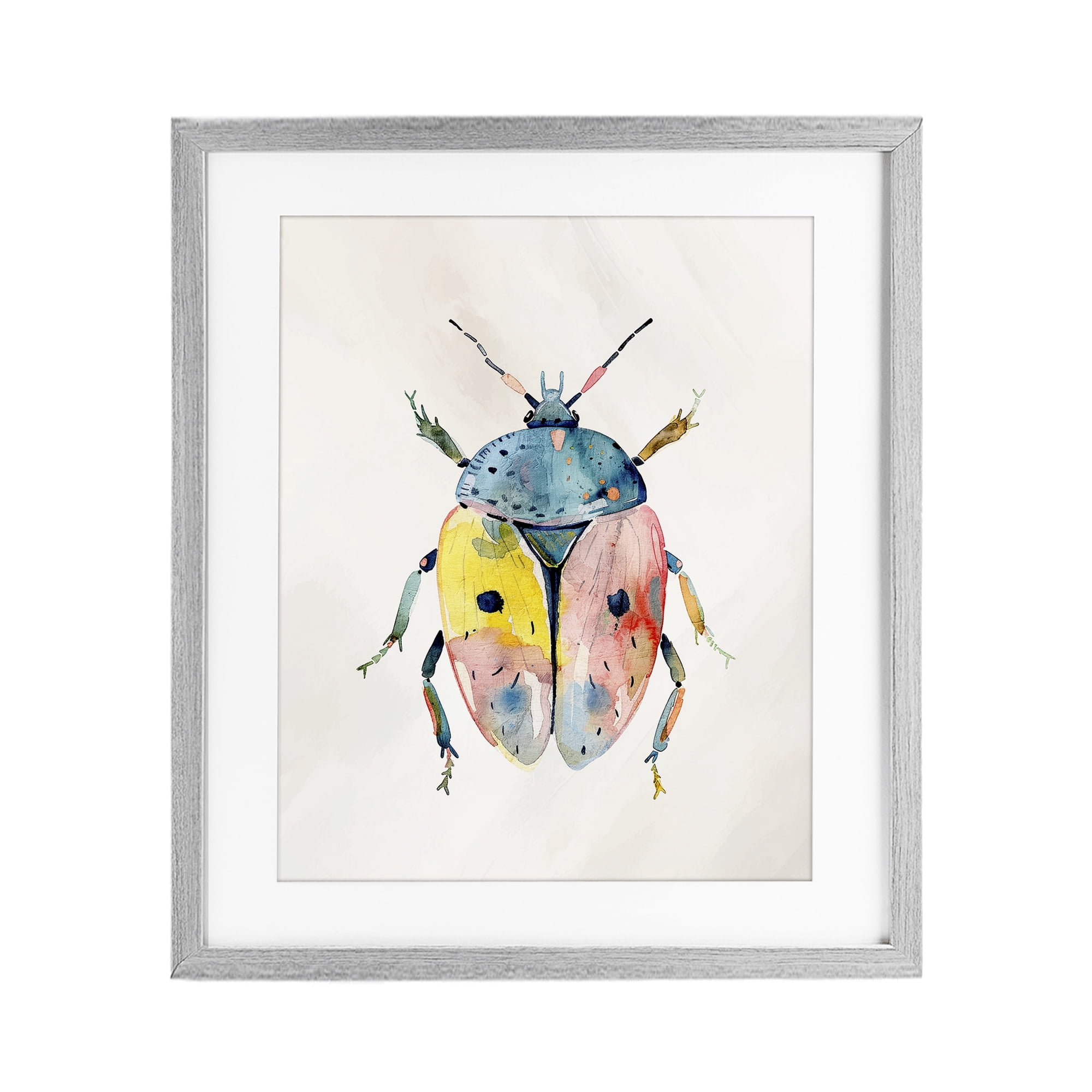Stupell Industries Whimsical Boho Beetle Gray Framed Print Under Glass, design by Kim Allen