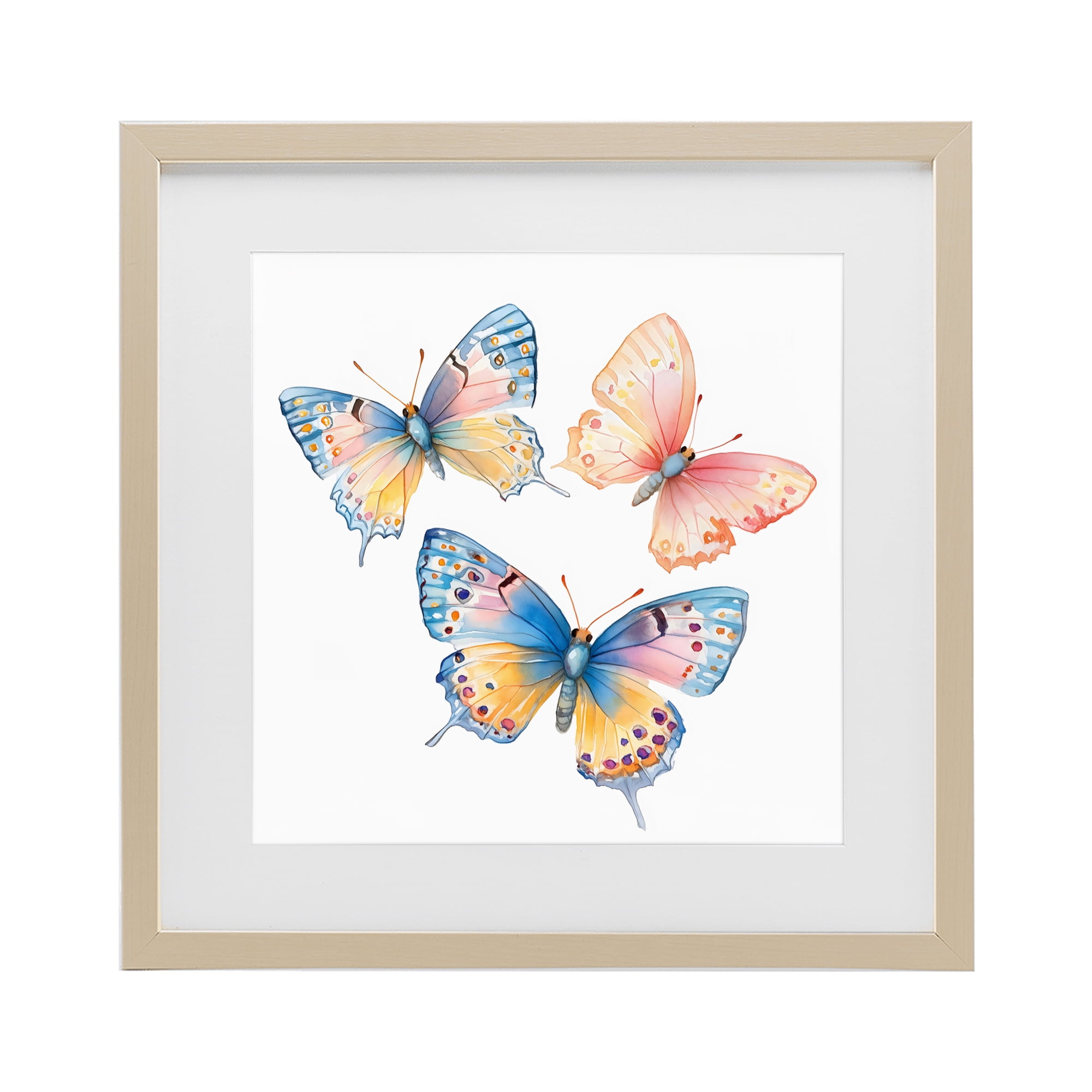 Stupell Industries Whimsical Butterfly Trio Birch Framed Print Under Glass, design by Creative Studio