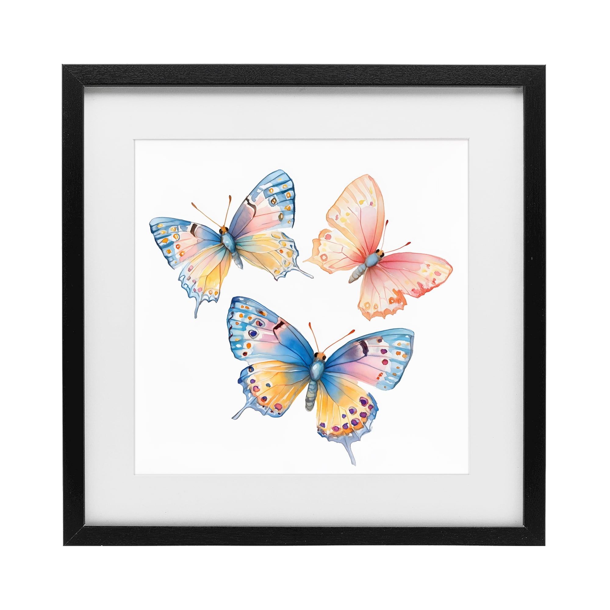 Stupell Industries Whimsical Butterfly Trio Black Framed Print Under Glass, design by Creative Studio