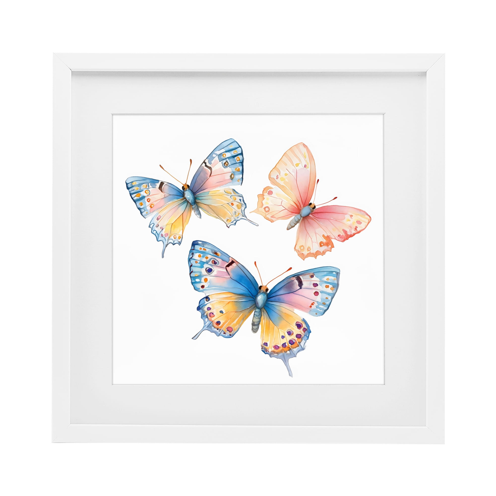 Stupell Industries Whimsical Butterfly Trio White Framed Print Under Glass, design by Creative Studio