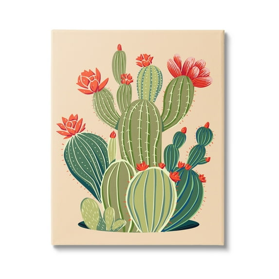 Stupell Industries Whimsical Cactus Flower Vegetation Botanical & Floral Painting Gallery Wrapped Canvas Print Wall Art