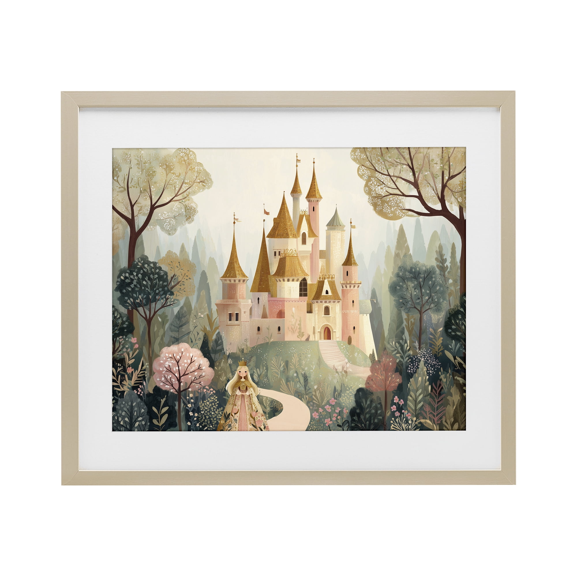 Stupell Industries Whimsical Castle Path Birch Framed Print Under Glass, design by Christine Simpson Art