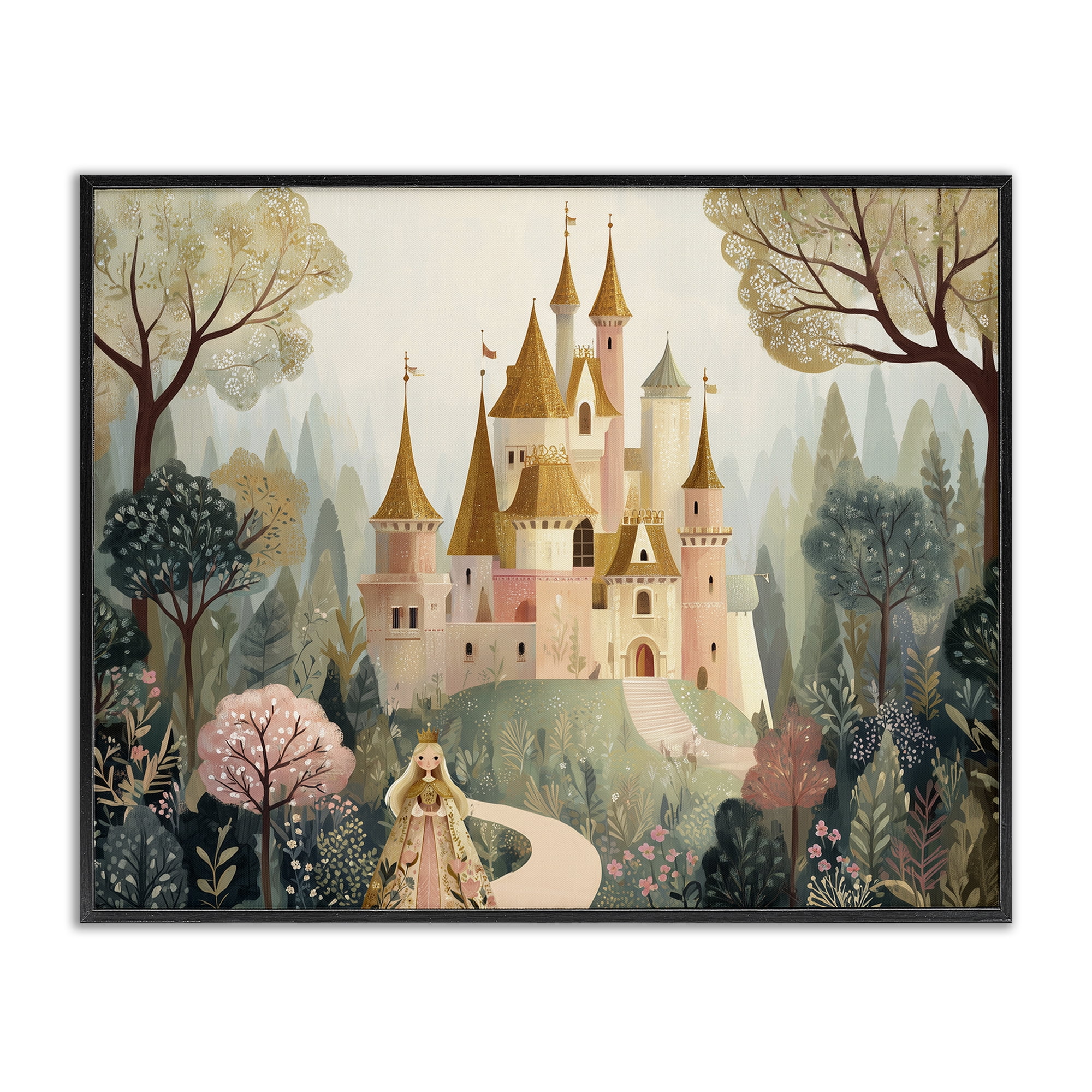Stupell Industries Whimsical Castle Path Black Framed Giclee Art, design by Christine Simpson Art