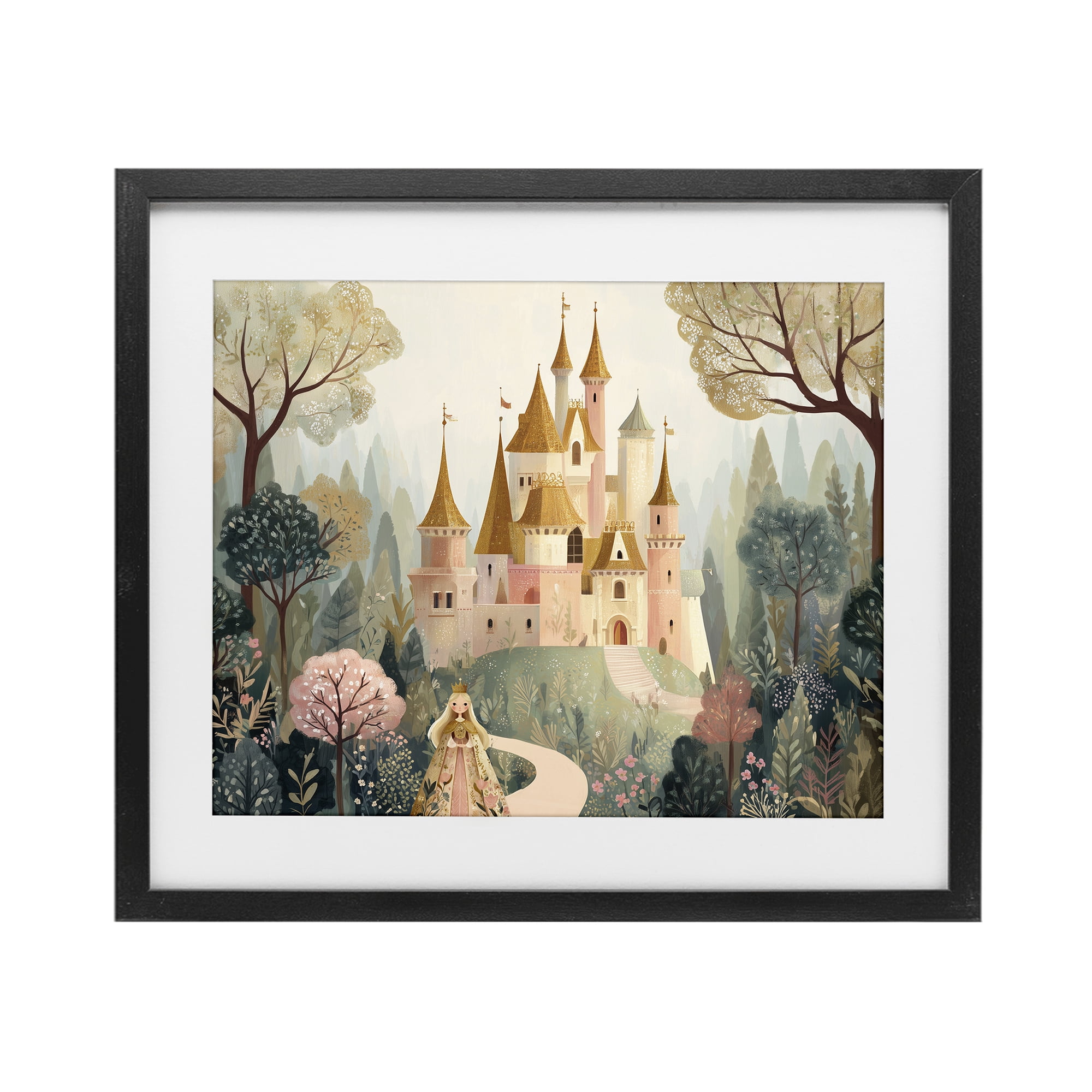 Stupell Industries Whimsical Castle Path Black Framed Print Under Glass, design by Christine Simpson Art