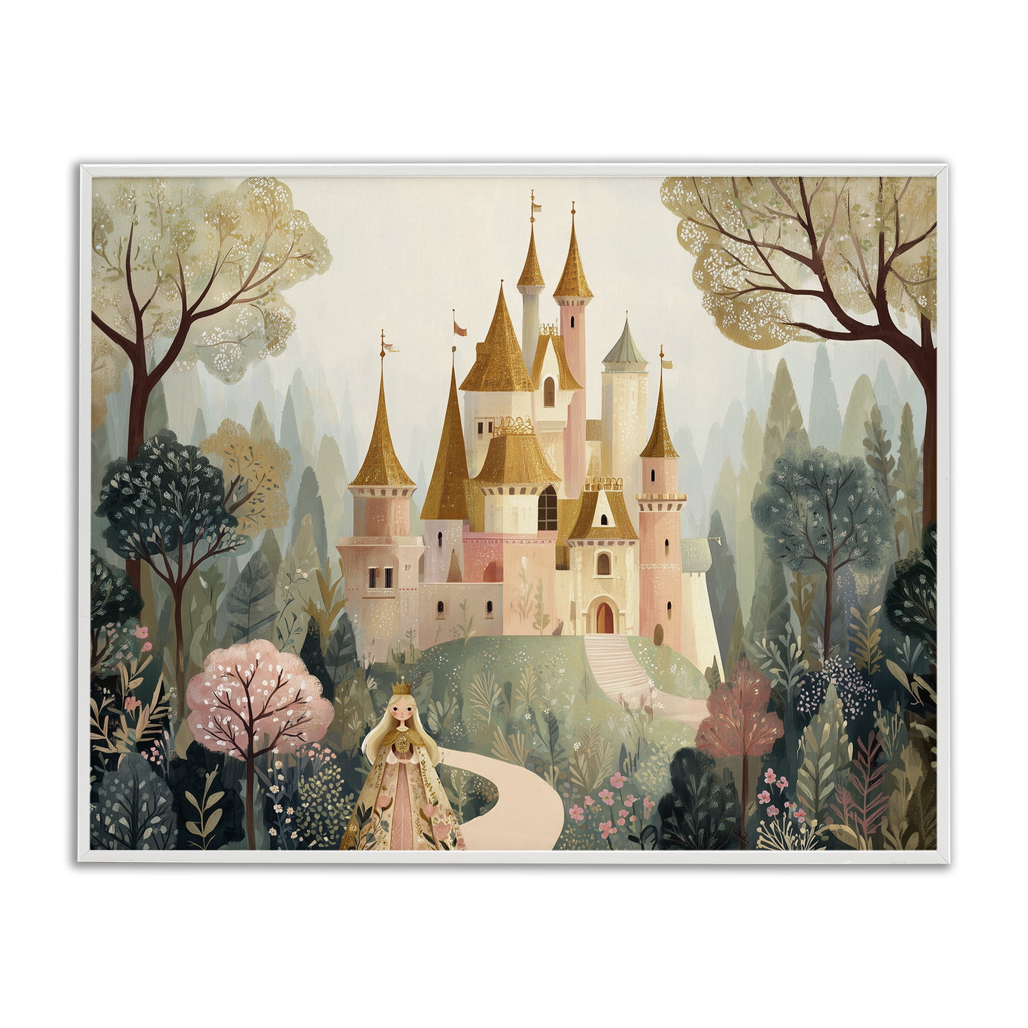 Stupell Industries Whimsical Castle Path White Framed Giclee Art, design by Christine Simpson Art