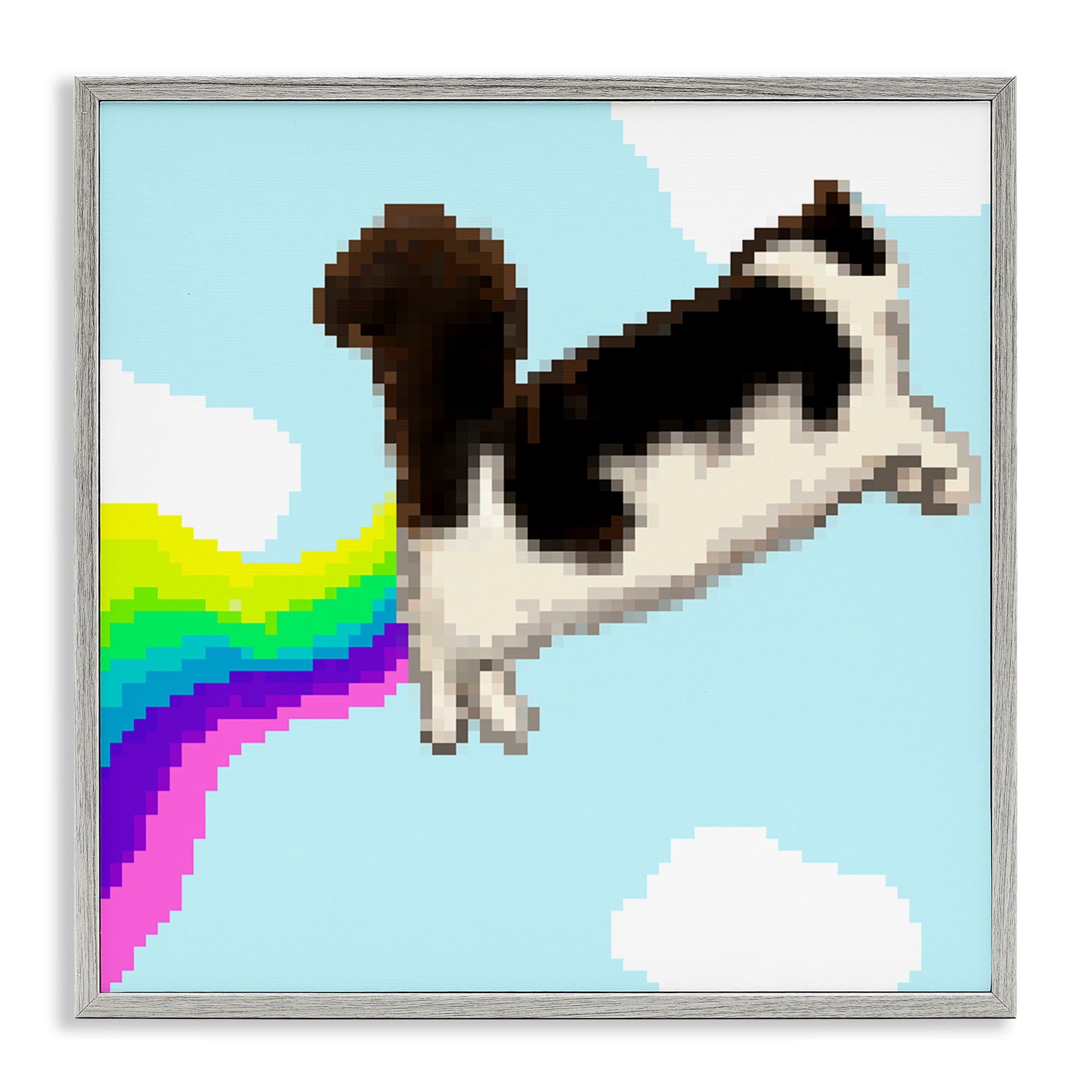 Stupell Industries Whimsical Cat Flying Animals Painting Gray Framed Art Print Wall Art, 17 x 17