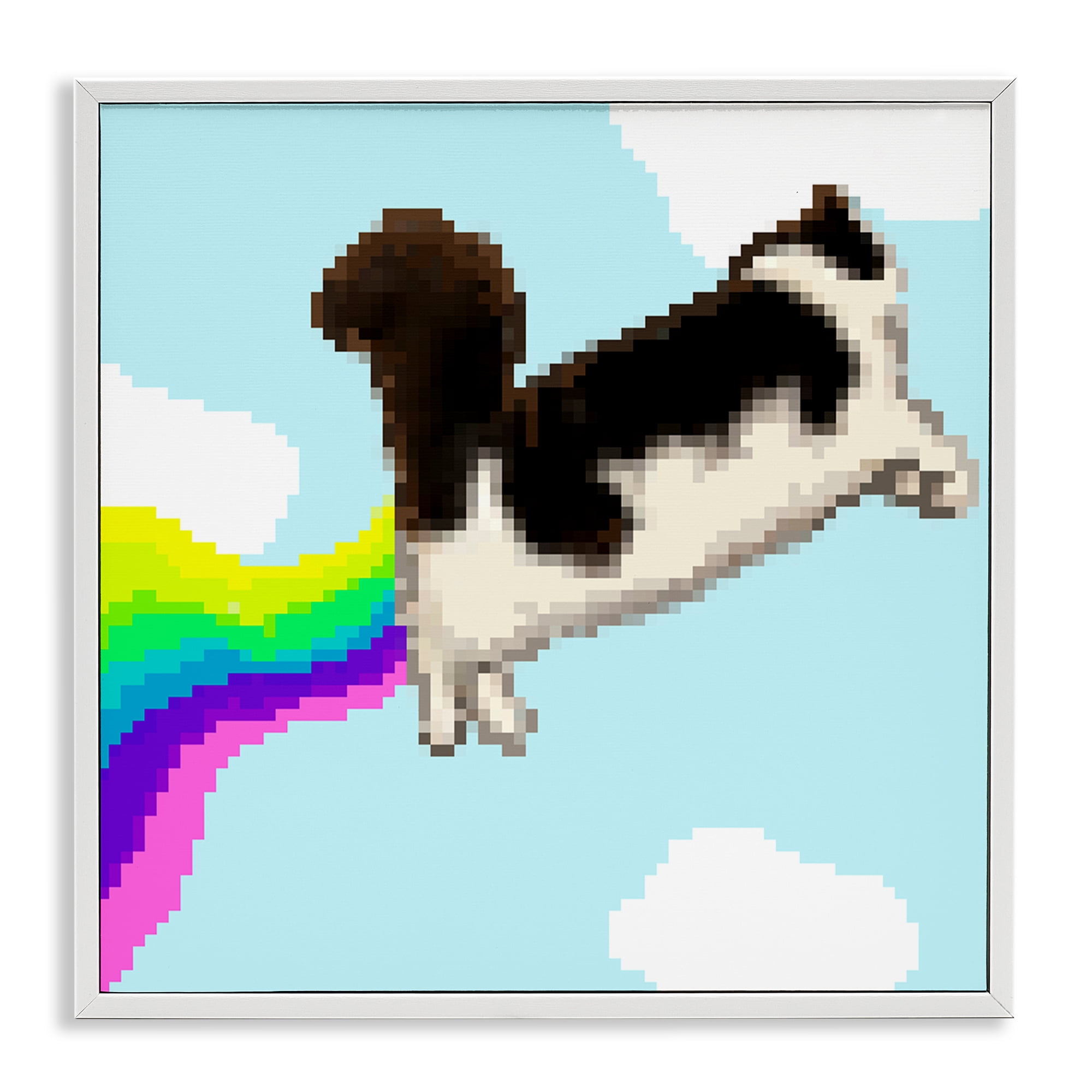Stupell Industries Whimsical Cat Flying Animals Painting White Framed Art Print Wall Art, 24 x 24