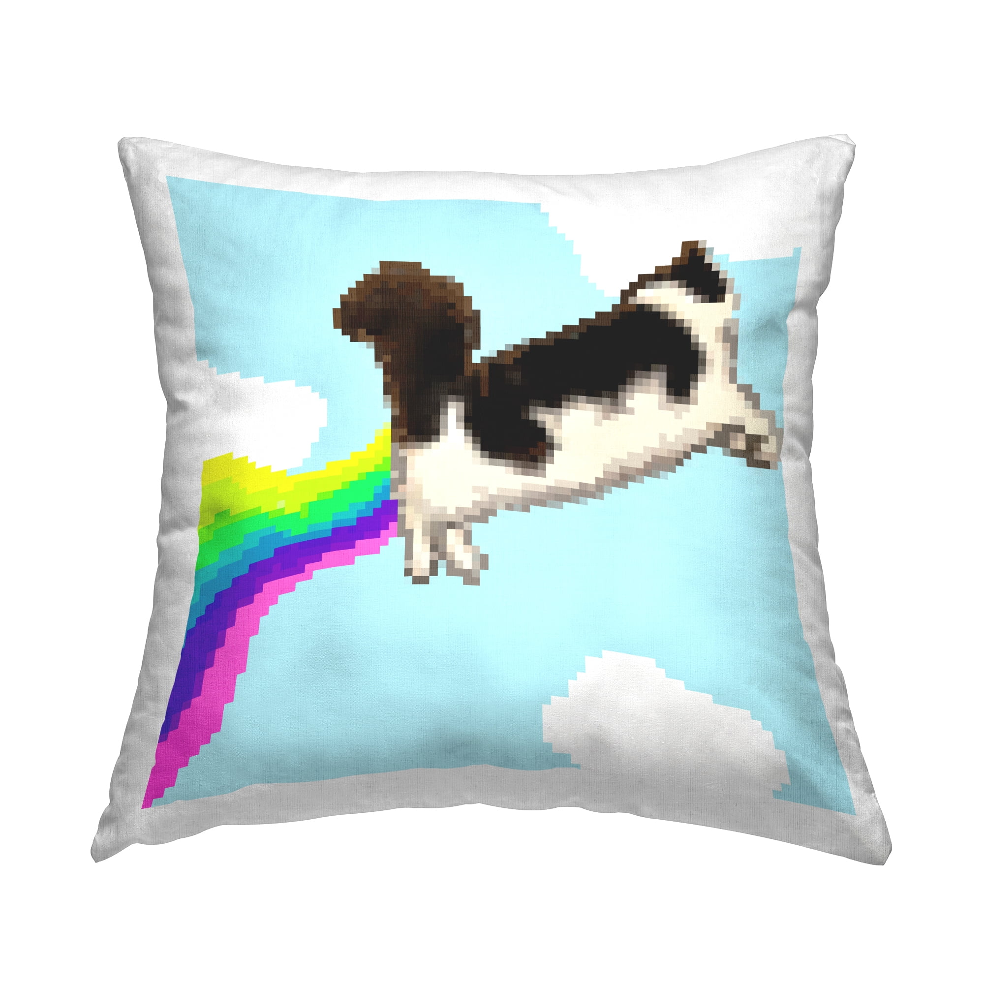 Stupell Industries Whimsical Cat Flying Decorative Printed Throw Pillow Design by June Erica Vess .