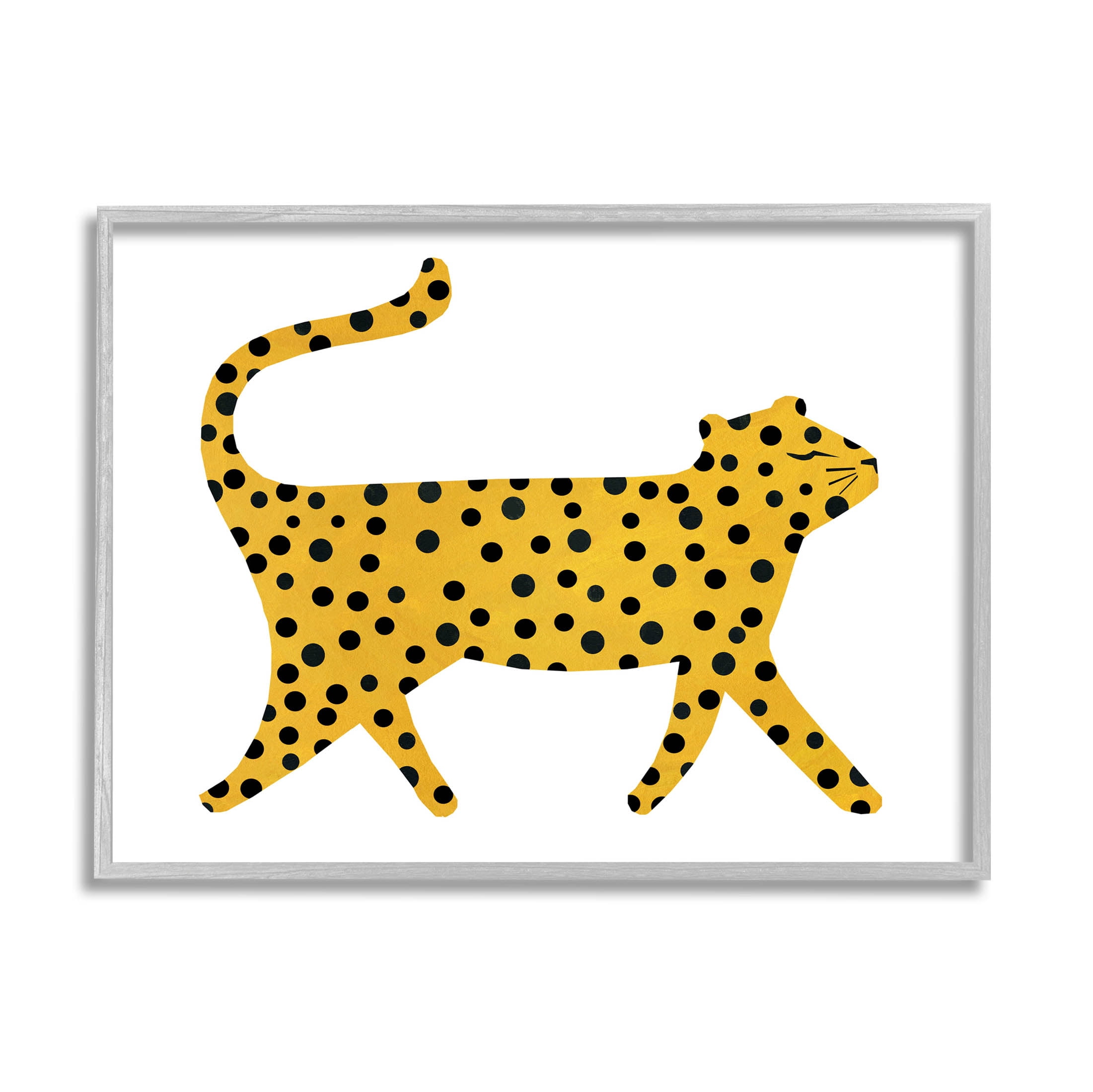 Stupell Industries Whimsical Cheetah Polka Pattern Graphic Art Gray Framed Art Print Wall Art, Design by Emily Kopcik