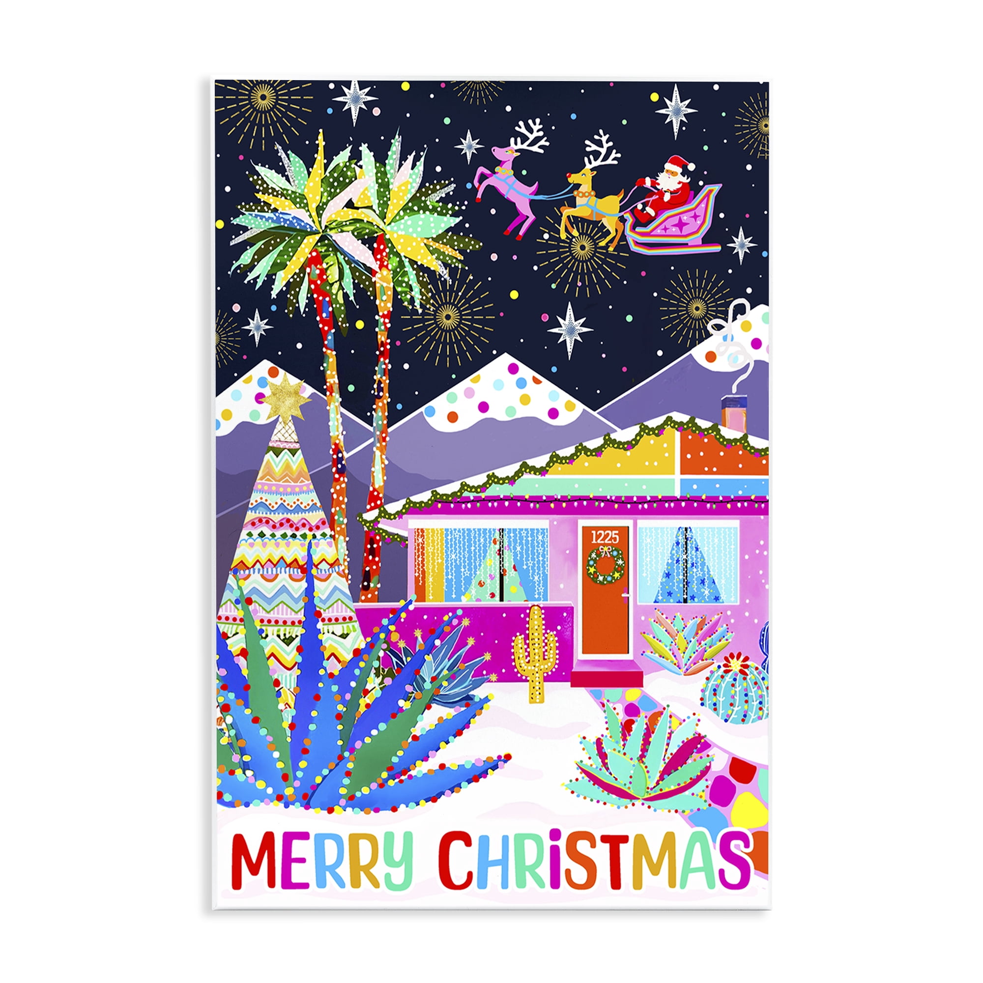 Stupell Industries Whimsical Desert Christmas Holiday Painting Unframed Art Prints Wall Art, 13 x 19