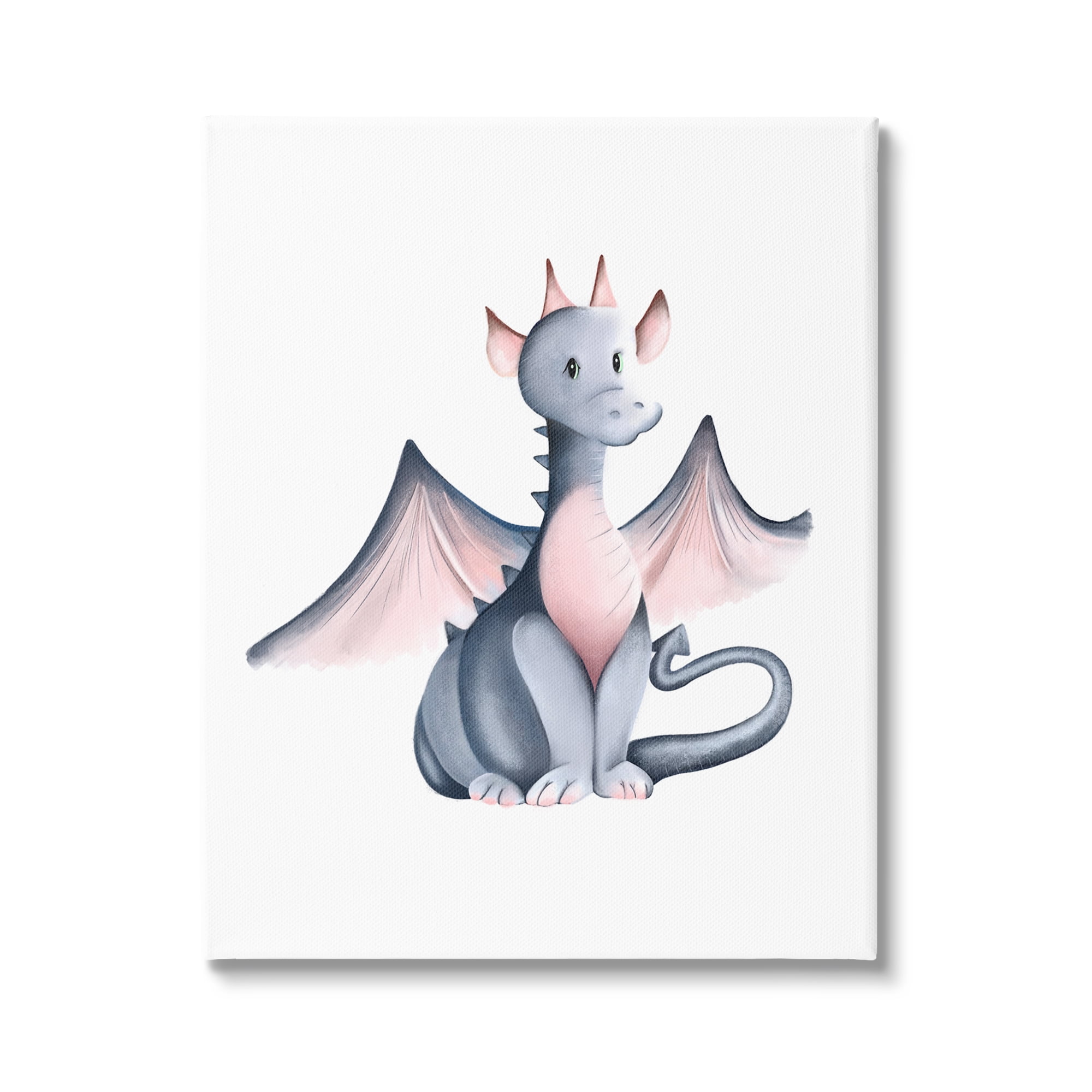 Stupell Industries Whimsical Dragon Sitting Fantasy Creature Wings Painting Painting Gallery Wrapped Canvas Print Wall Art, Design by Studio Q