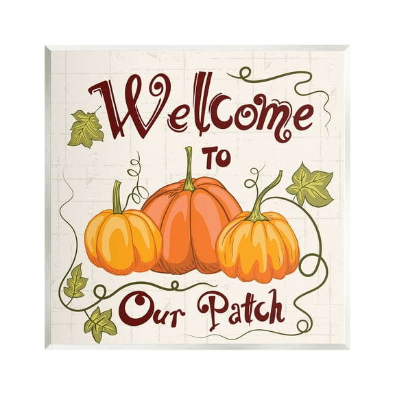 Stupell Industries Whimsical Fall Welcome Pumpkins Inspirational Painting Unframed Art Print Wall Art, 12 x 12