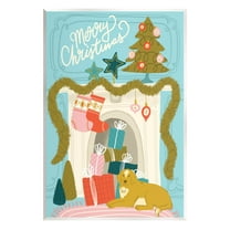 Stupell Industries Whimsical Fireplace Merry Christmas Graphic Art Unframed Art Print Wall Art, Design by Kristina Hultkrantz