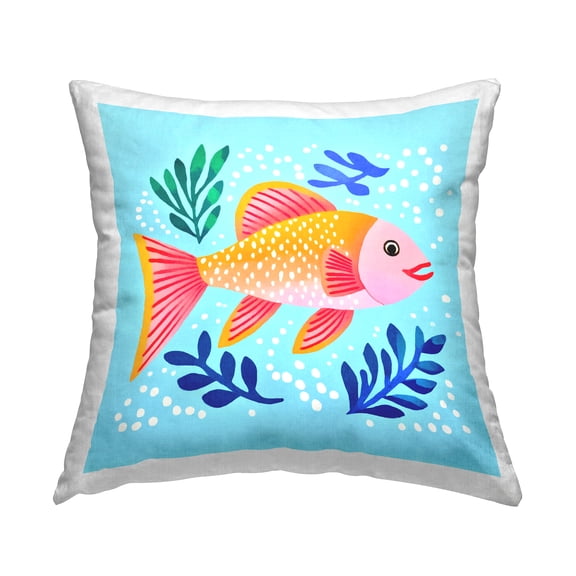 Stupell Industries Whimsical Fish & Seaweed Decorative Printed Throw Pillow Design by Andrea Haase.