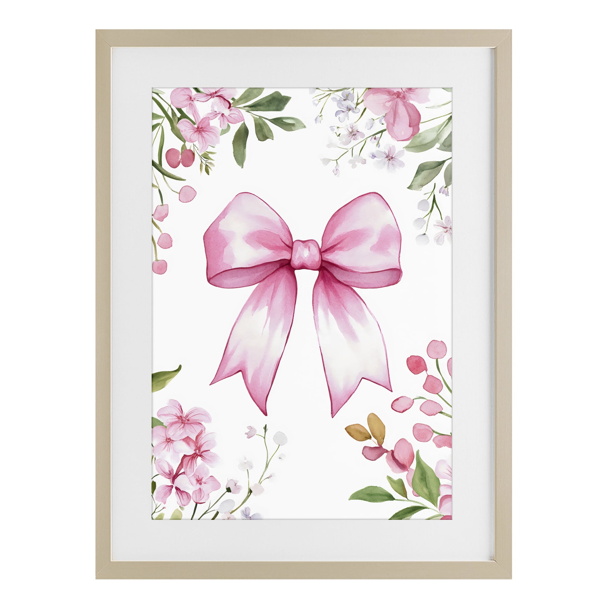 Stupell Industries Whimsical Floral Bow Pink Birch Framed Print Under Glass, design by Creative Studio