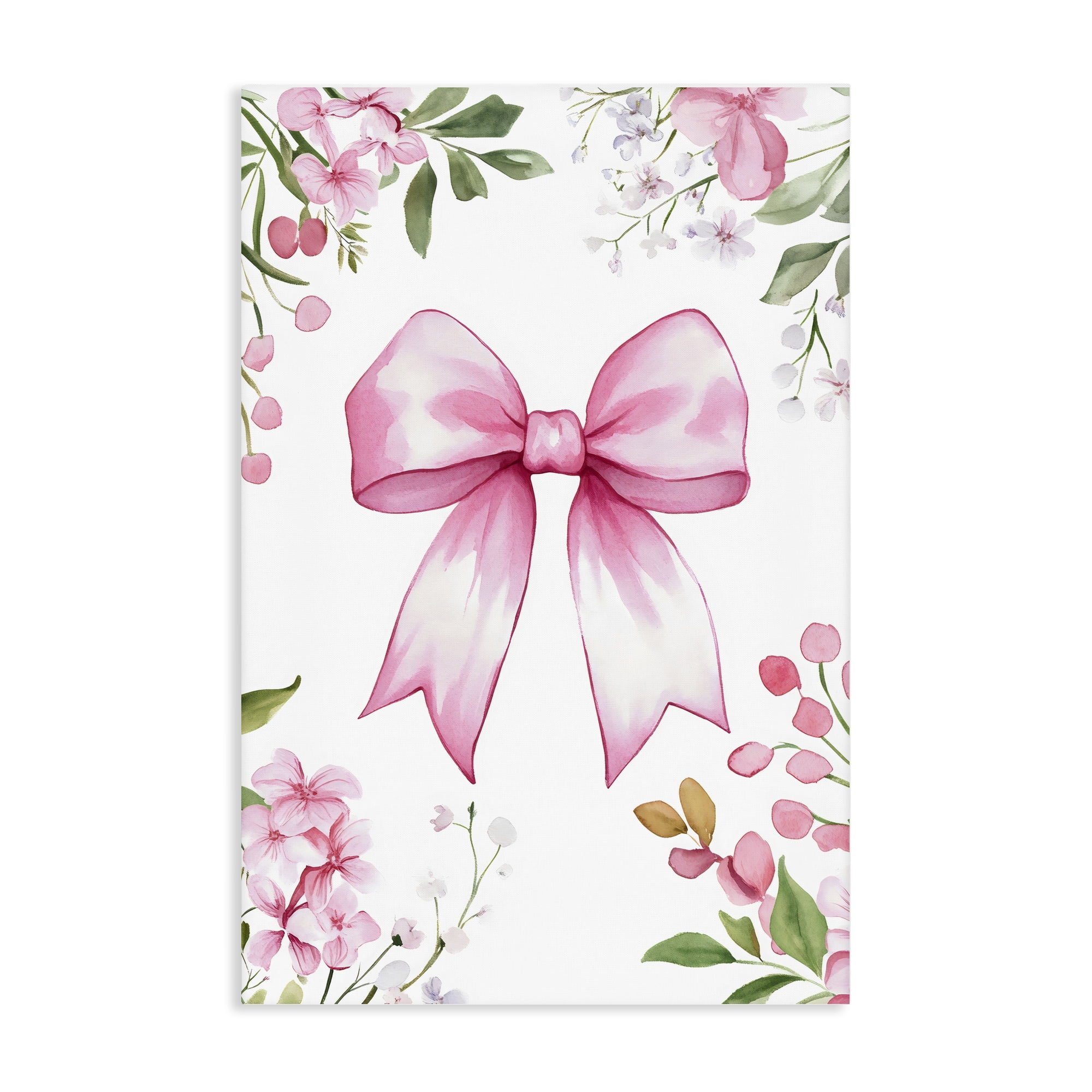 Stupell Industries Whimsical Floral Bow Pink Canvas Wall Art, design by Creative Studio