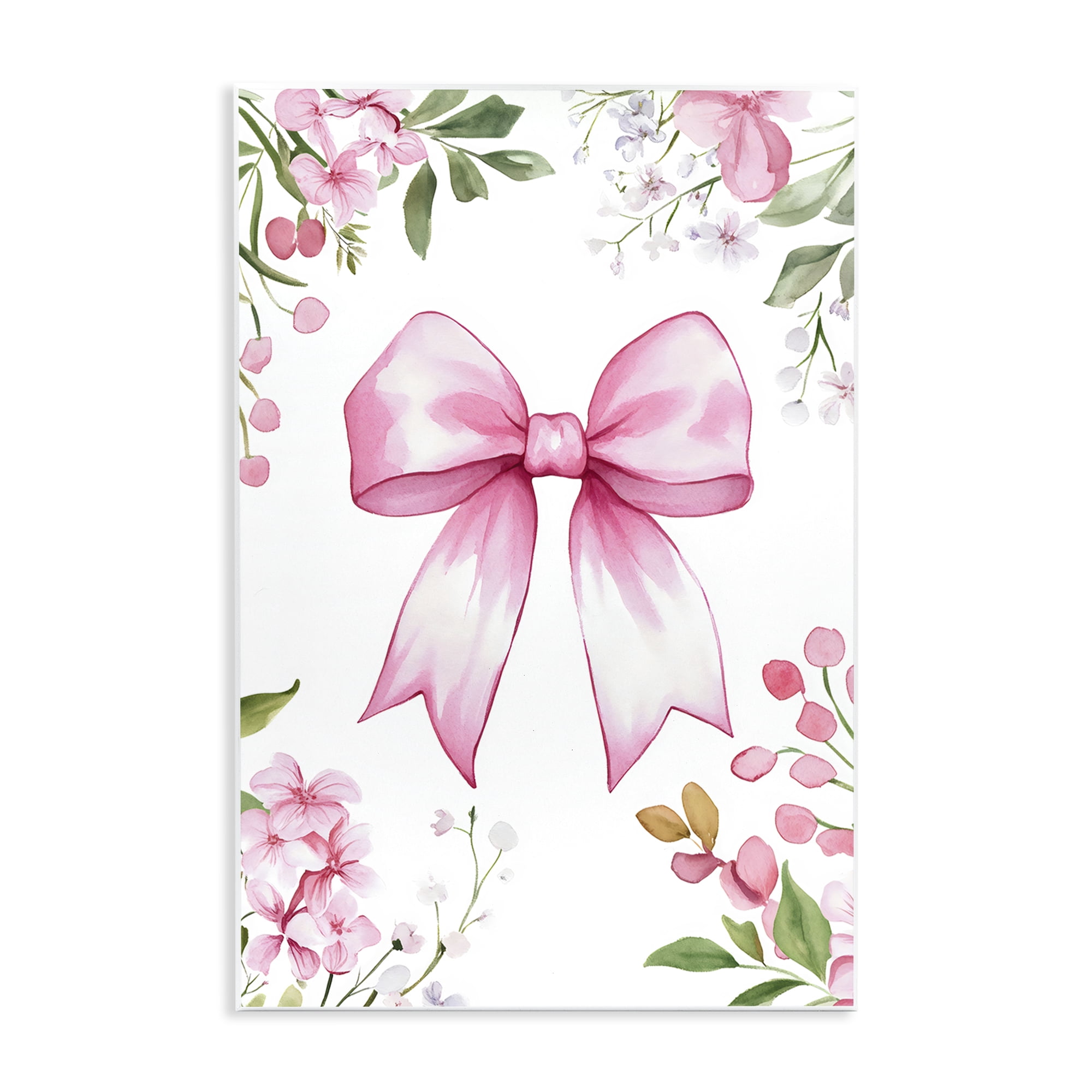 Stupell Industries Whimsical Floral Bow Pink Wall Plaque Art, design by Creative Studio