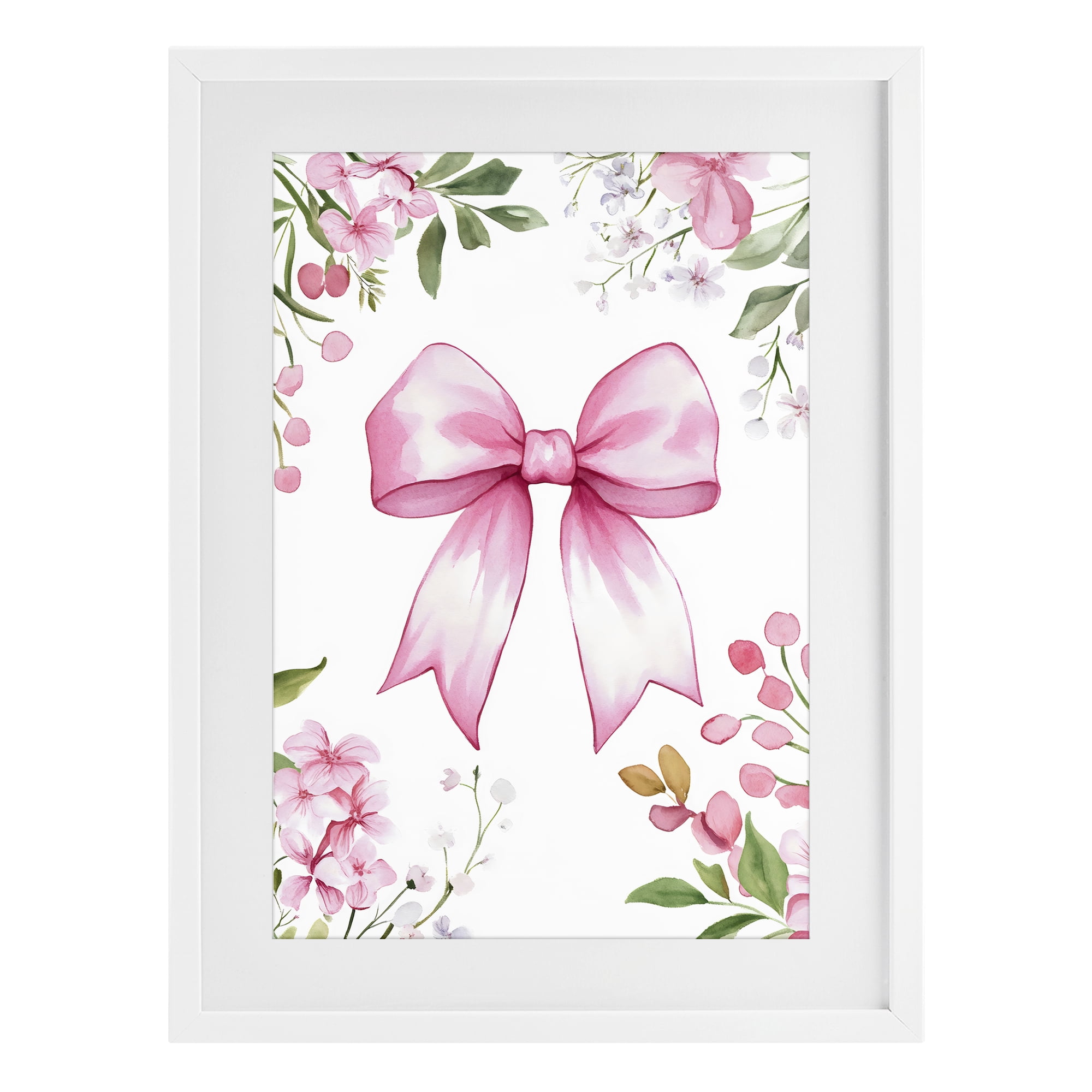 Stupell Industries Whimsical Floral Bow Pink White Framed Print Under Glass, design by Creative Studio