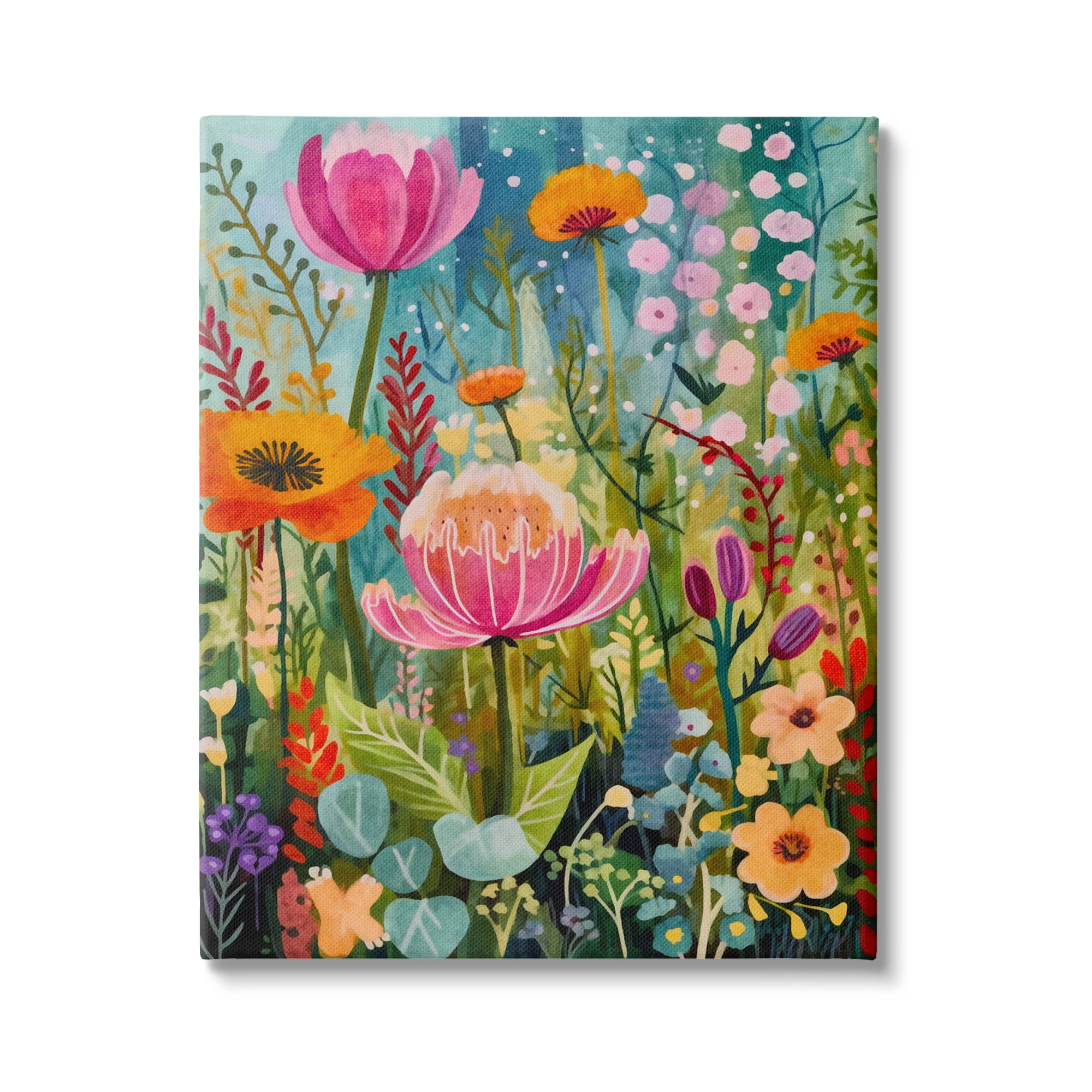 Stupell Industries Whimsical Floral Garden Botanical & Floral Painting Gallery Wrapped Canvas Print Wall Art, 24 x 30