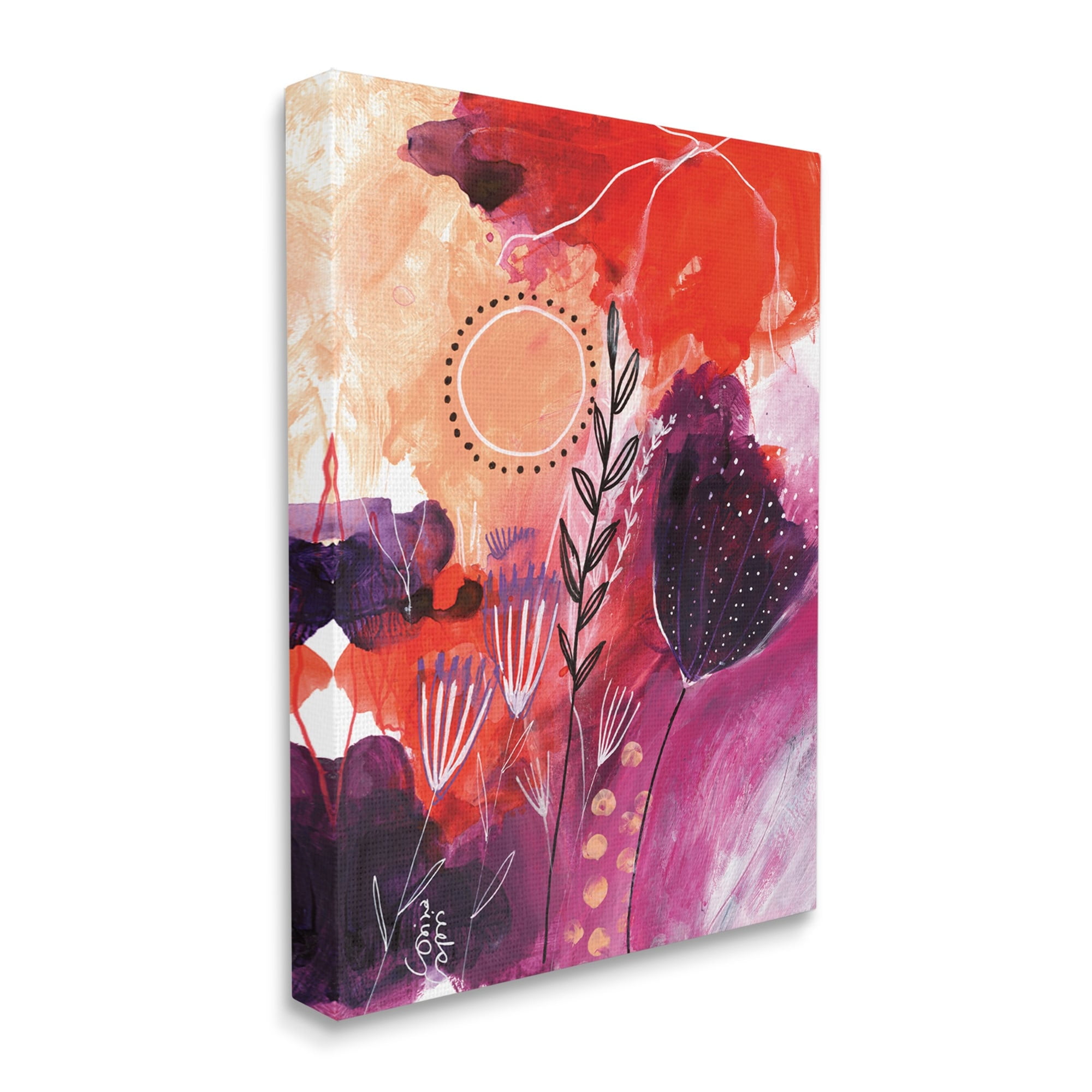 Stupell Industries Whimsical Florals Blooming Orange Pink Purple,30 x 40,Designed by Corina Capri