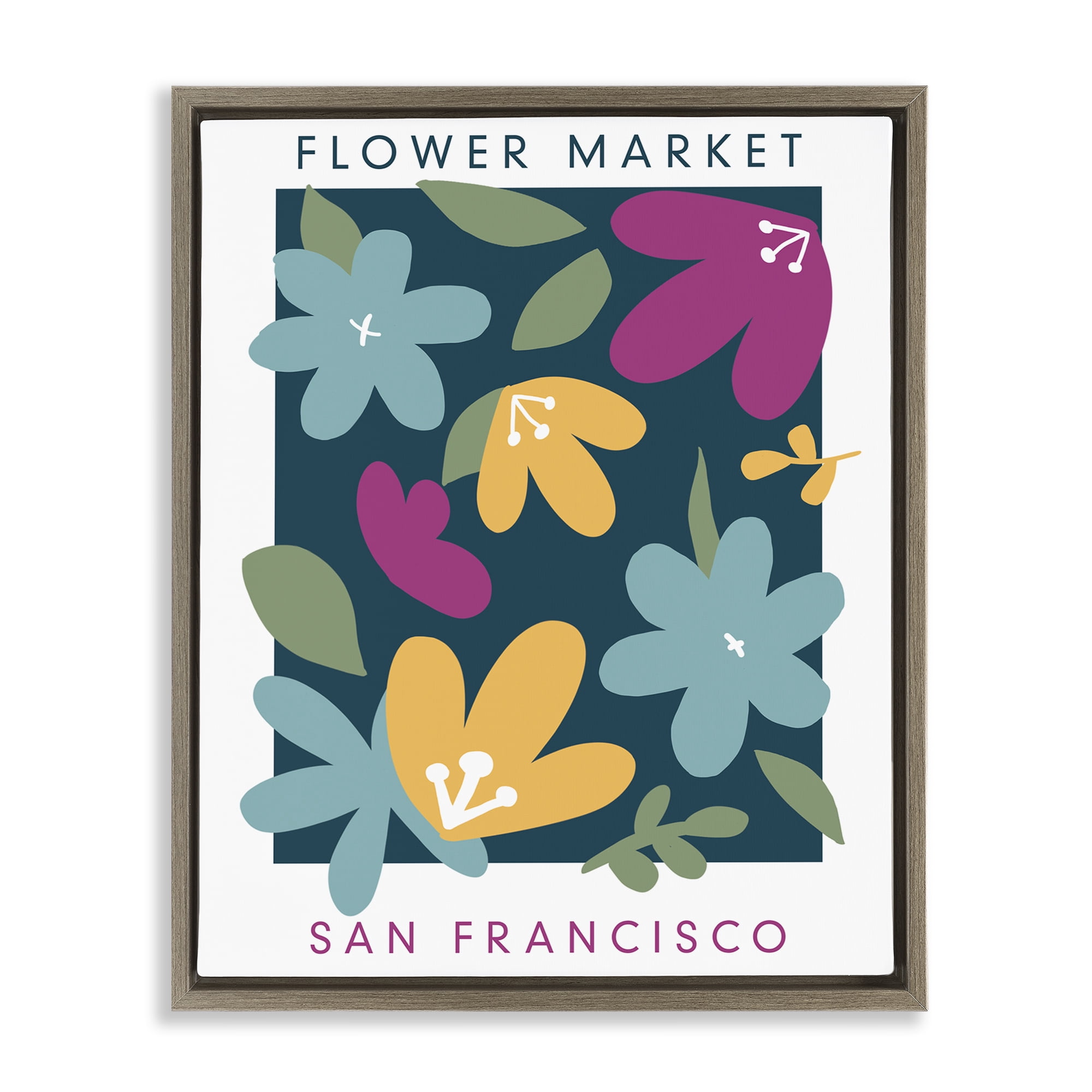 Stupell Industries Whimsical Flower Market Brown Framed Floater Canvas Wall Art, design by Anna Quach