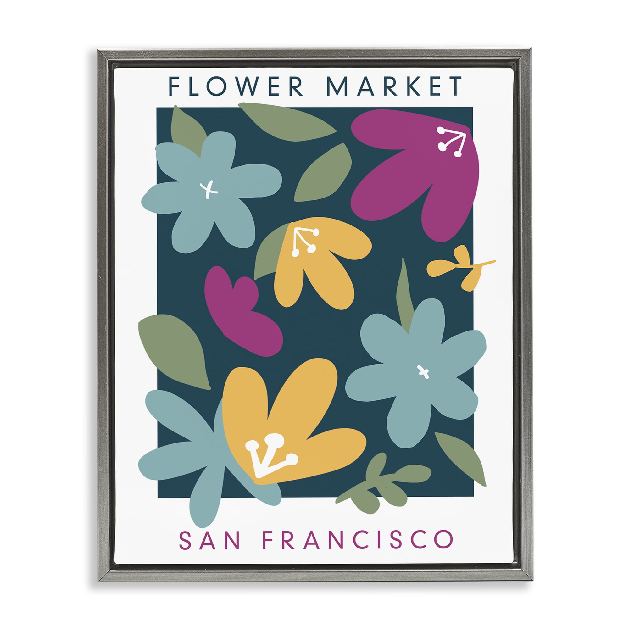 Stupell Industries Whimsical Flower Market Gray Framed Floater Canvas Wall Art, design by Anna Quach