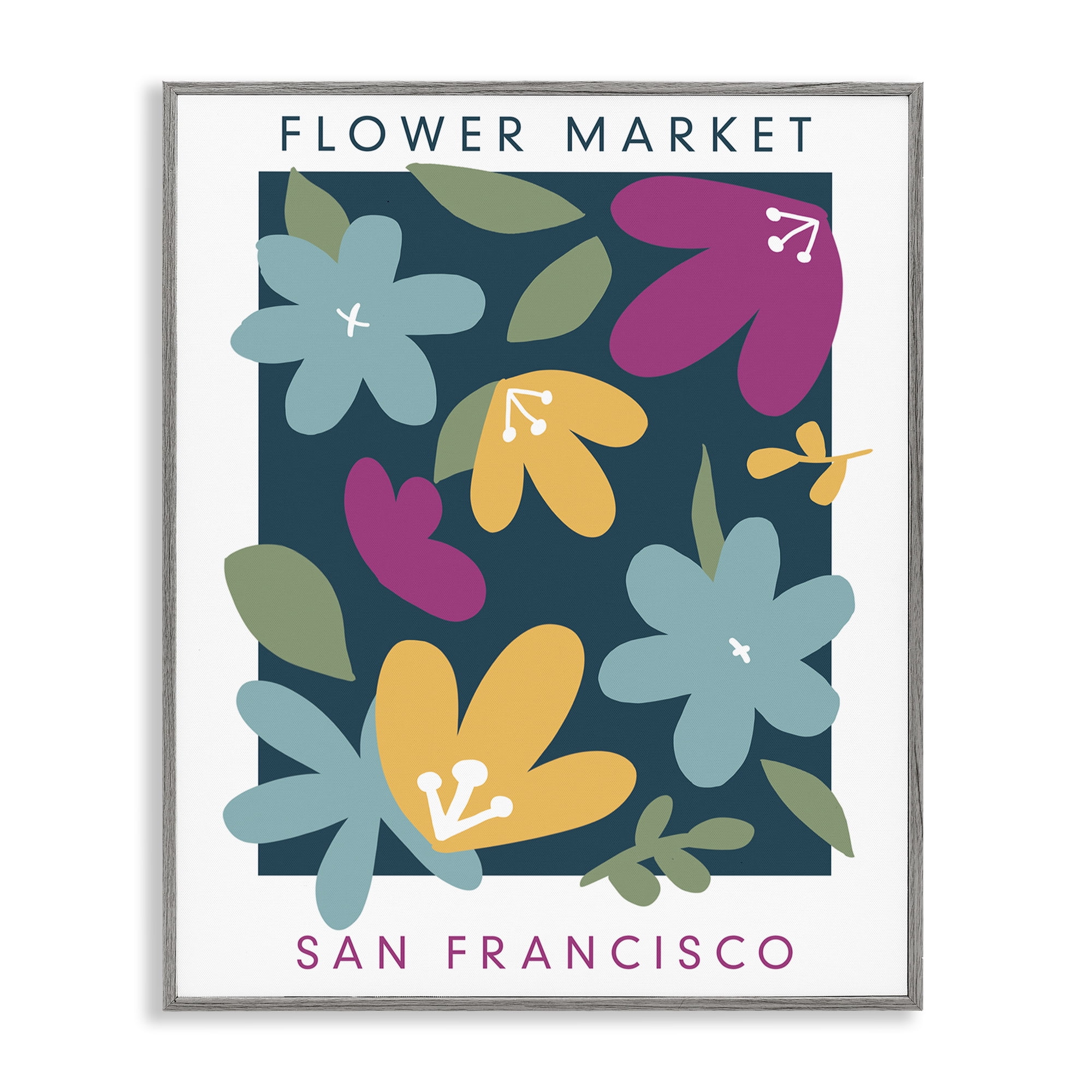 Stupell Industries Whimsical Flower Market Gray Framed Giclee Art, design by Anna Quach