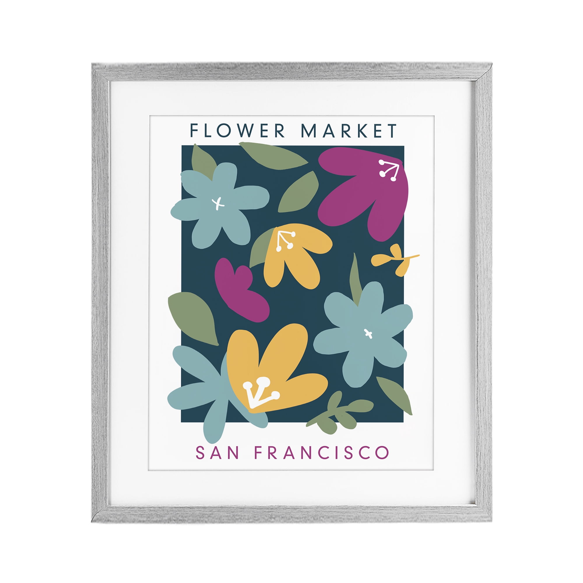 Stupell Industries Whimsical Flower Market Gray Framed Print Under Glass, design by Anna Quach
