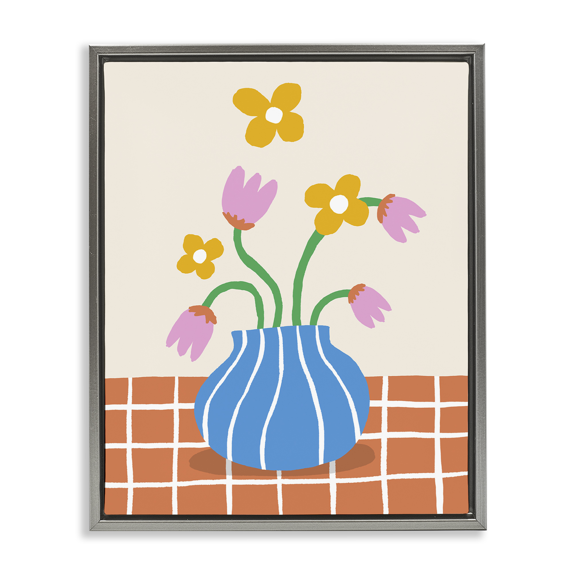 Stupell Industries Whimsical Flower Market Plants & Flowers Painting Gray Floater Framed Canvas Art Print Wall Art, 25 x 31