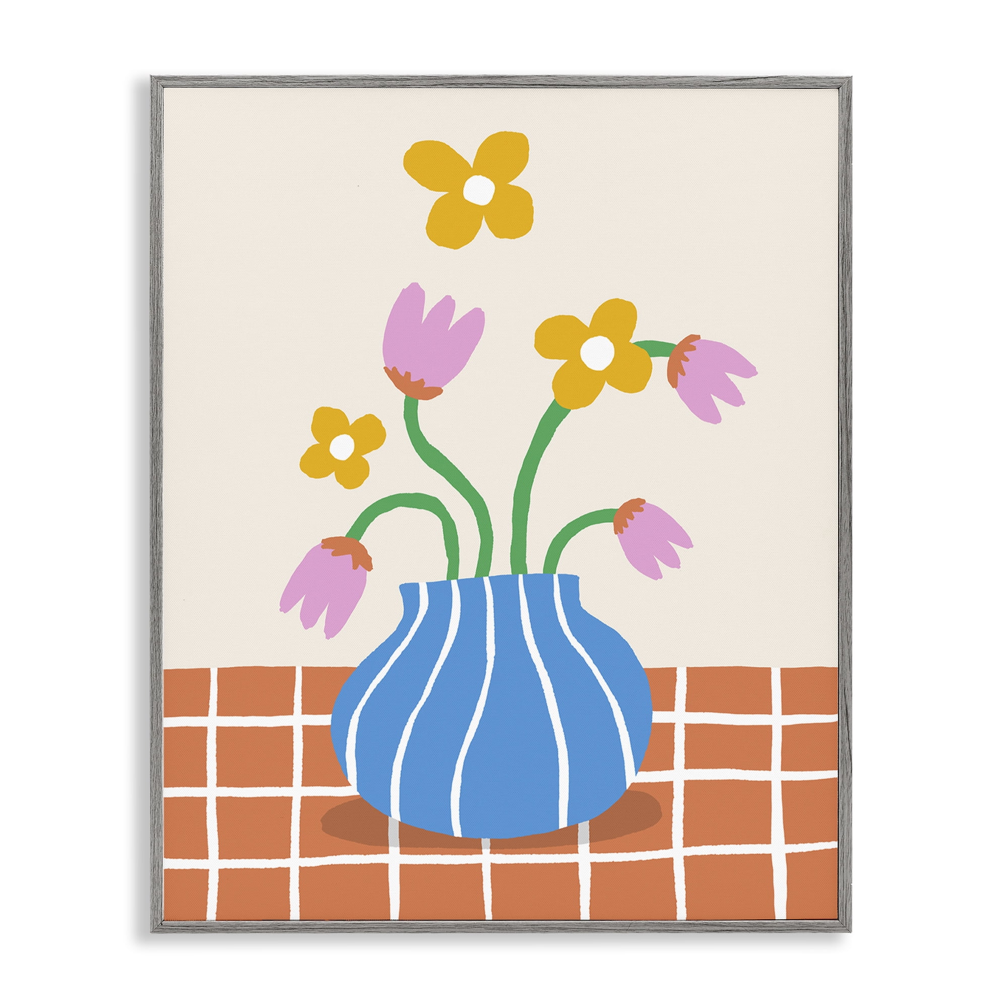 Stupell Industries Whimsical Flower Market Plants & Flowers Painting Gray Framed Art Print Wall Art, 24 x 30