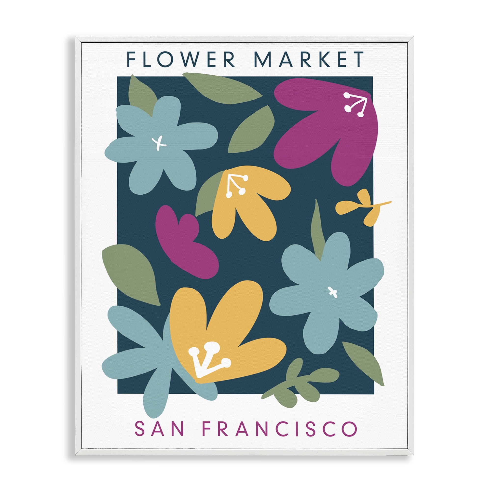 Stupell Industries Whimsical Flower Market White Framed Giclee Art, design by Anna Quach