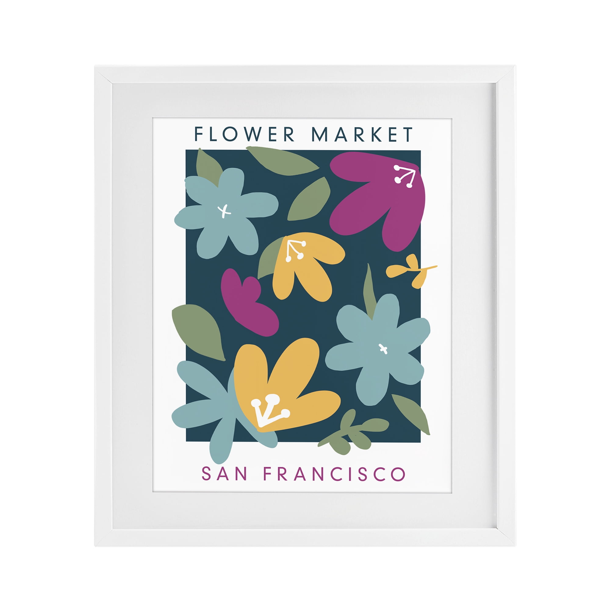 Stupell Industries Whimsical Flower Market White Framed Print Under Glass, design by Anna Quach