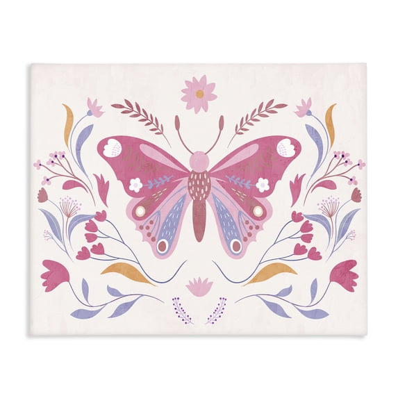 Stupell Industries Eclectic Whimsical Folk Butterfly Canvas Art, 30 x 24, by Kim Allen