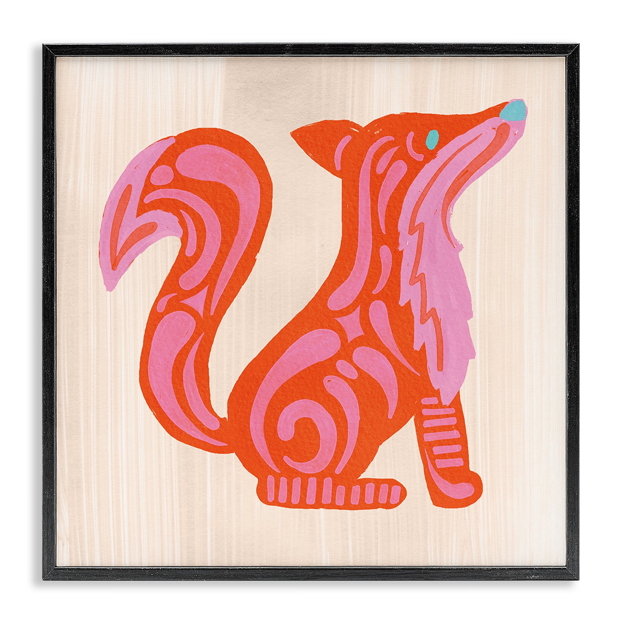 Stupell Industries Whimsical Folk Fox Vibrance Black Framed Giclee Art, design by The Paper Curator