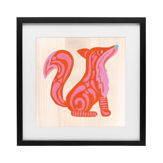Stupell Industries Bohemian Whimsical Folk Fox Vibrance Black Framed Print Under Glass, 13 x 13, by The Paper Curator