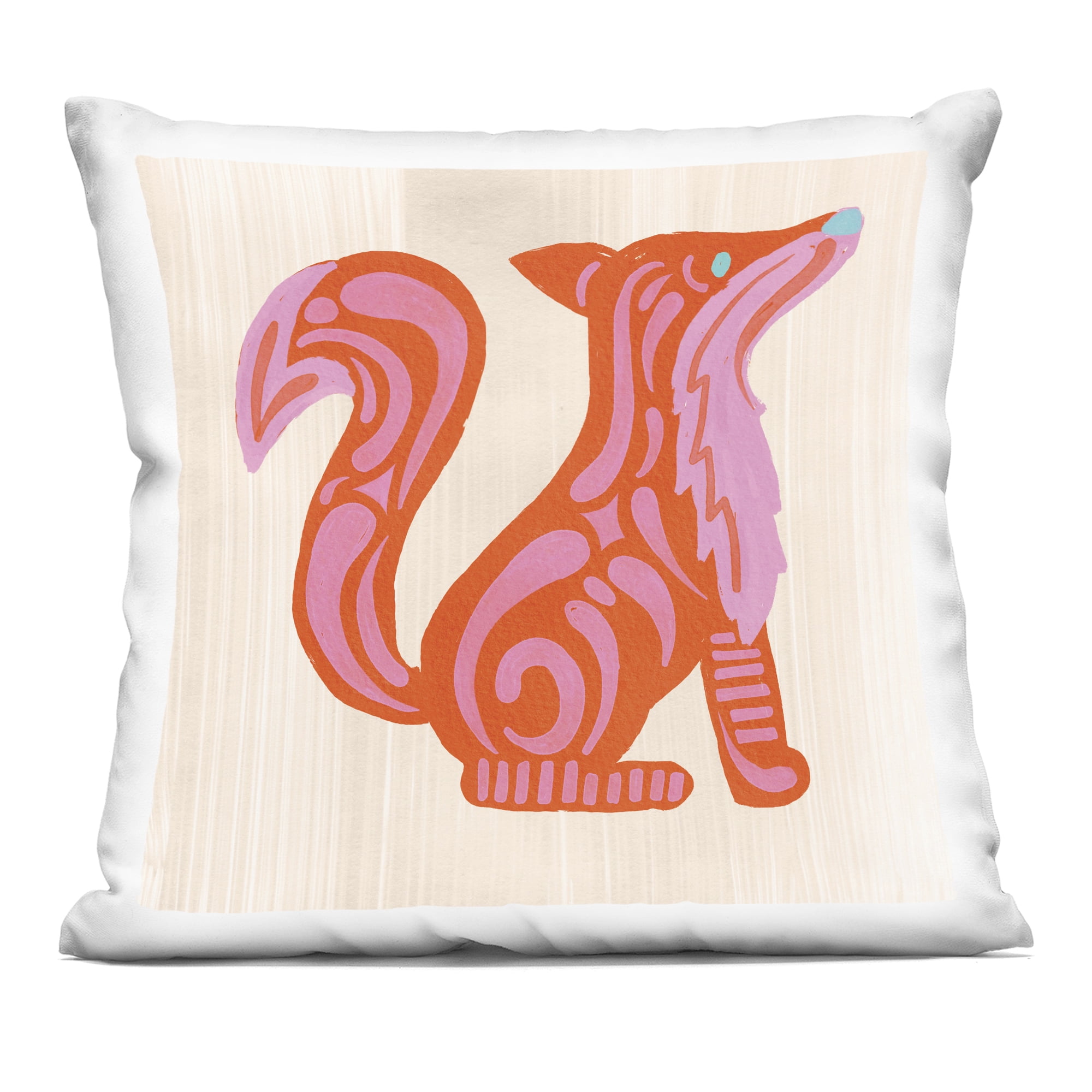 Stupell Industries Whimsical Folk Fox Vibrance Decorative Printed Throw Pillow, design by The Paper Curator, 18 x 7 x 18