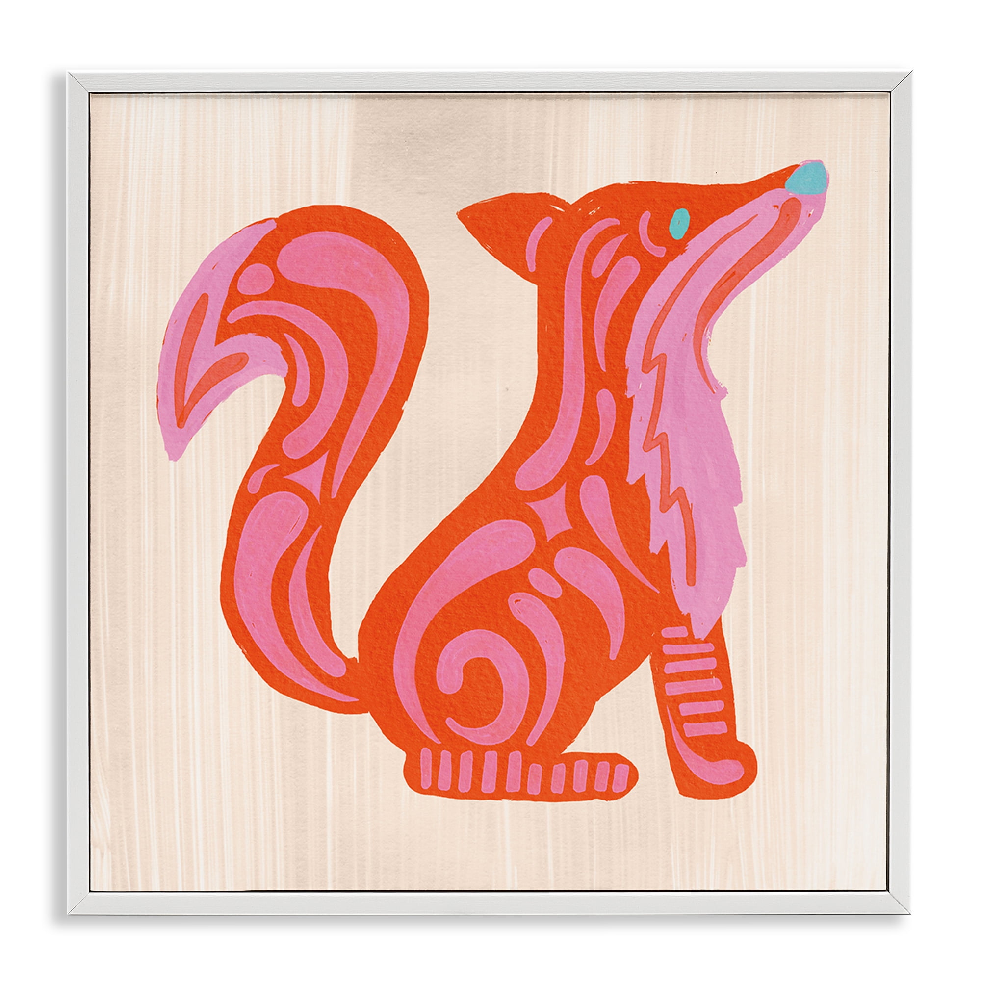 Stupell Industries Whimsical Folk Fox Vibrance White Framed Giclee Art, design by The Paper Curator