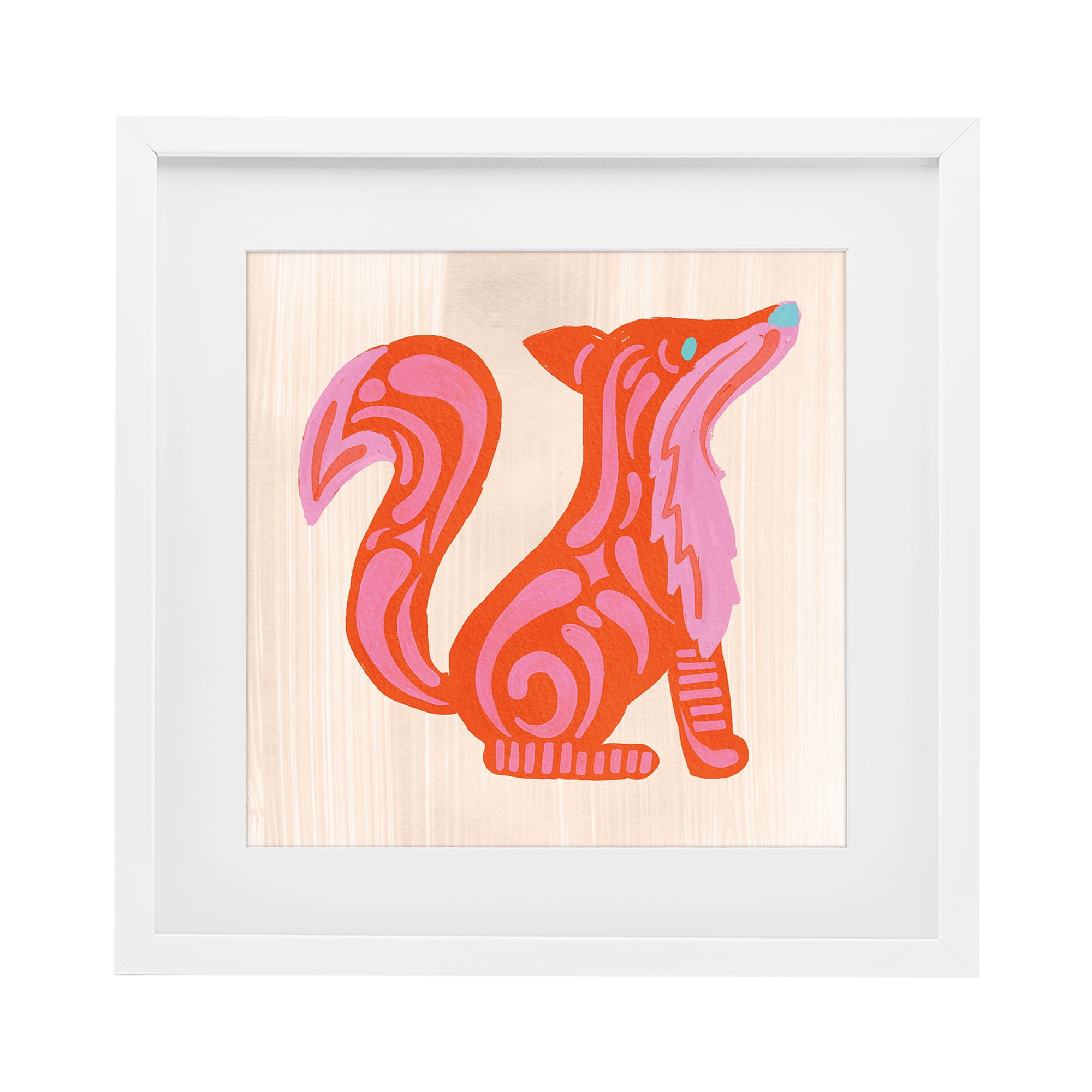 Stupell Industries Whimsical Folk Fox Vibrance White Framed Print Under Glass, design by The Paper Curator